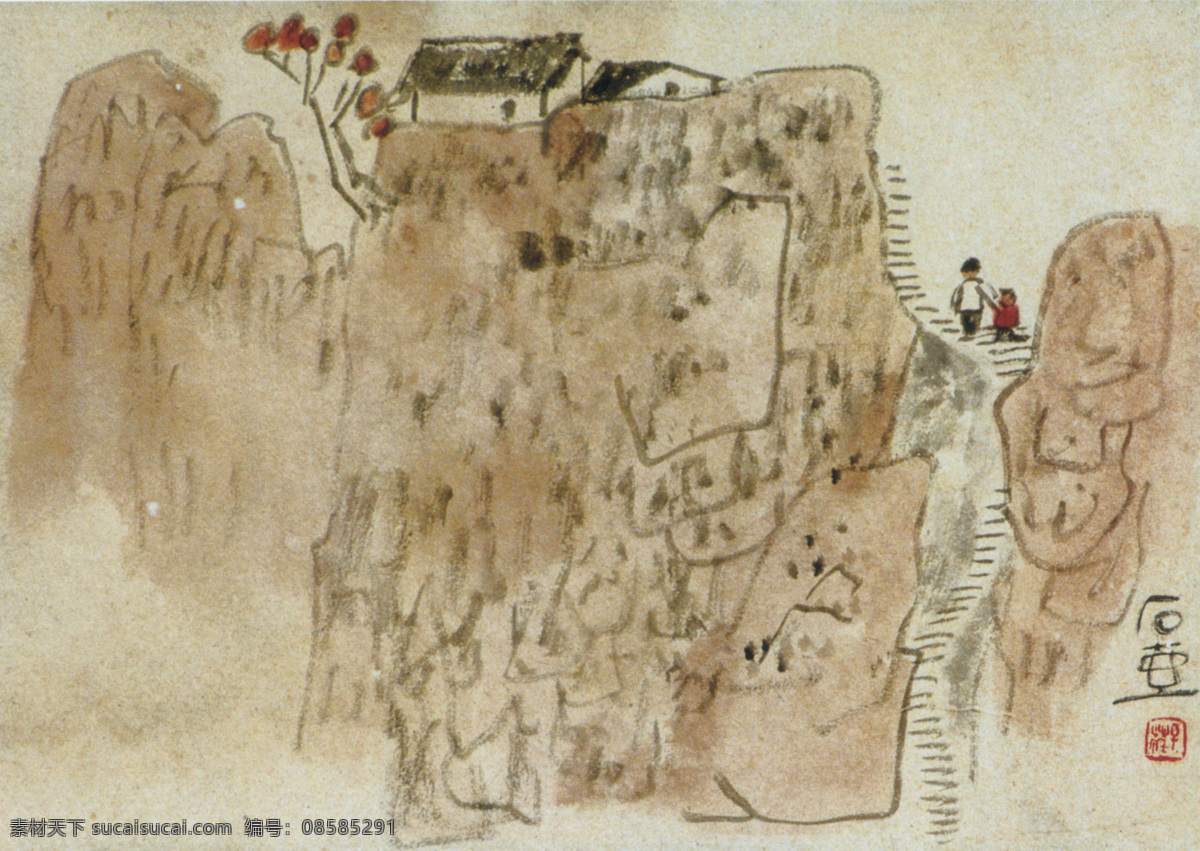 山路 图 画面 绘画 山路图 九曲十八弯 装饰素材 山水风景画