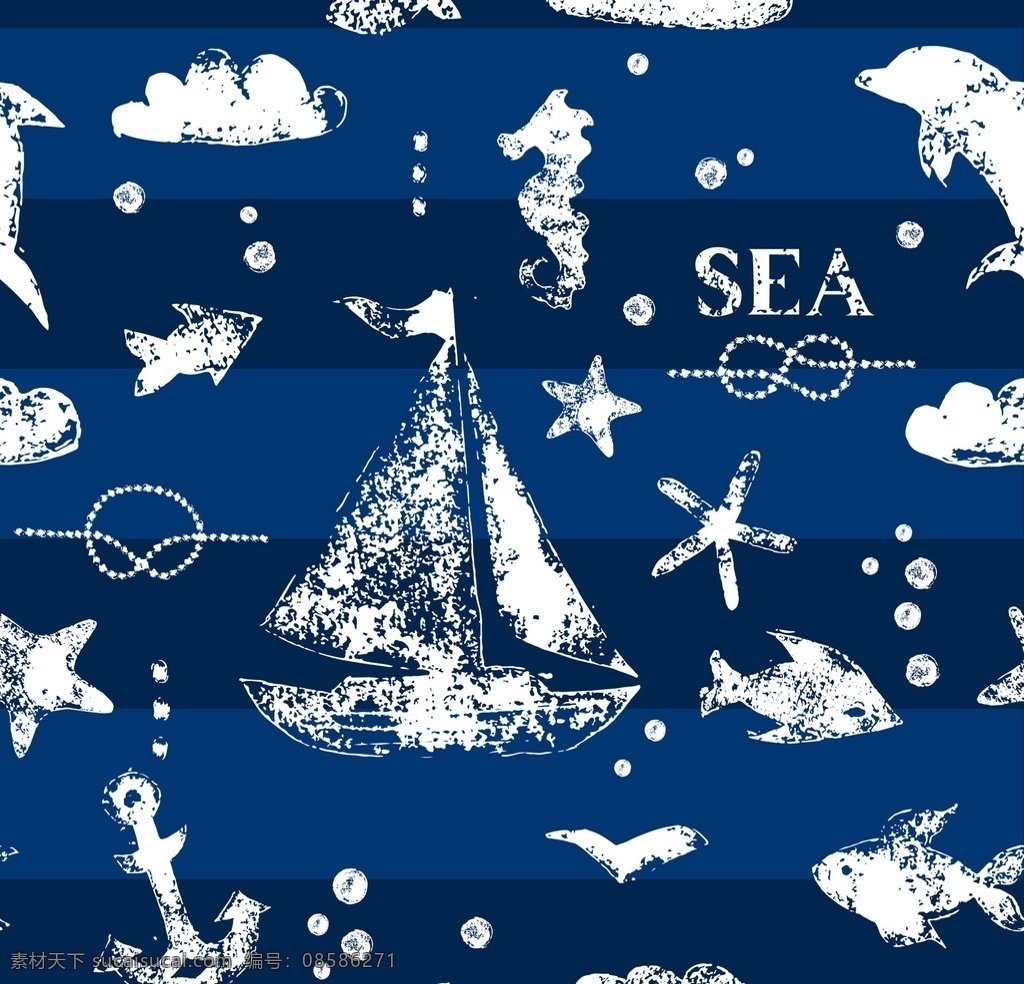 卡通海洋生物 海星 海马 航海 贝壳 卡通背景 插画 背景画 卡通设计 动画设计 动漫设计 底纹背景 矢量 海洋生物 生物世界