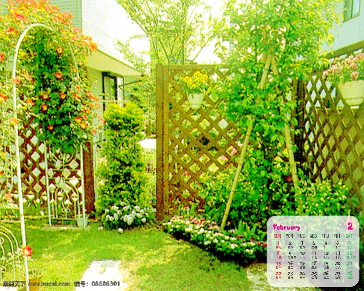 2009 年 日历 模板 台历 浪漫 时刻 秘密花园 全套 共 张 含 封面 09日历模板 模板下载 psd源文件