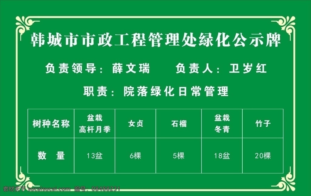 绿化 公示牌 铜牌 复古 边框 绿色 背景