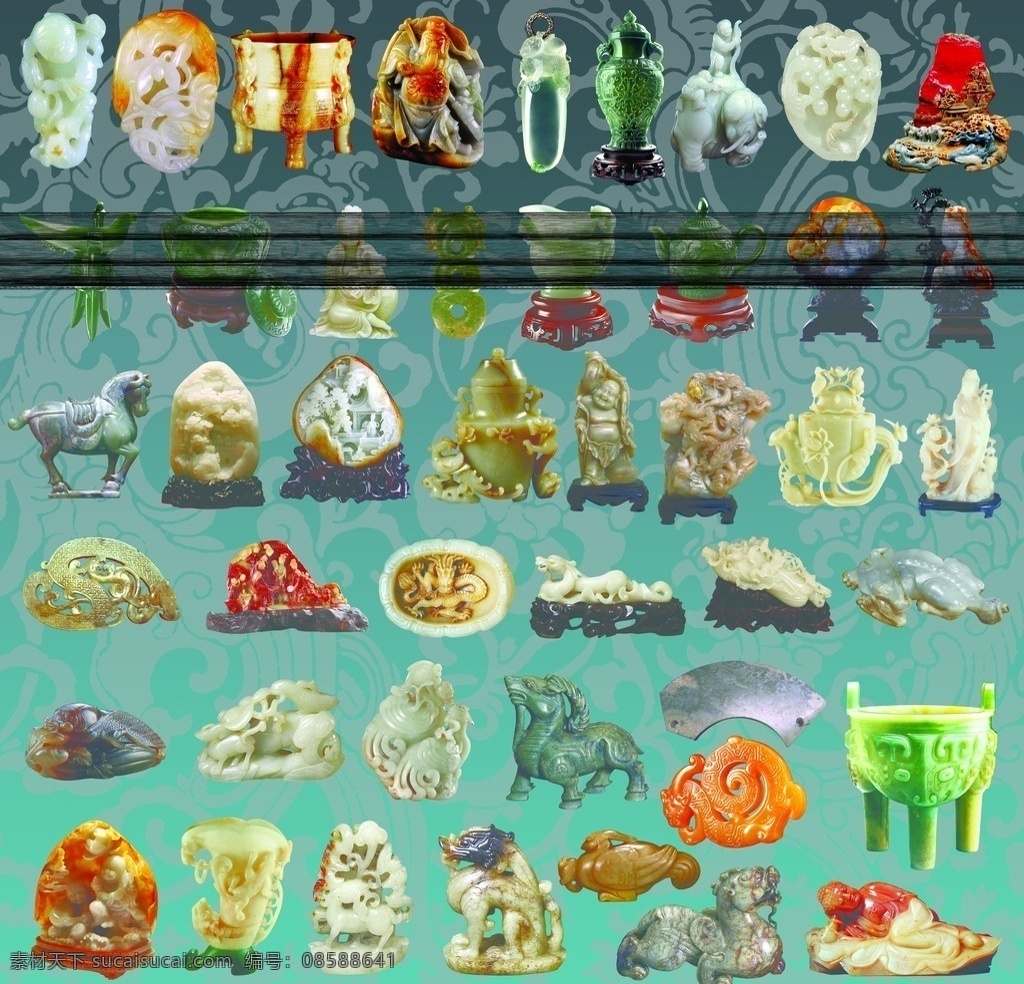 玉器 玉 玉石 玉马 玉鼎 玉龙 玉挂件 50多样玉 高清玉 河磨玉 新疆白玉 白玉 分层 源文件