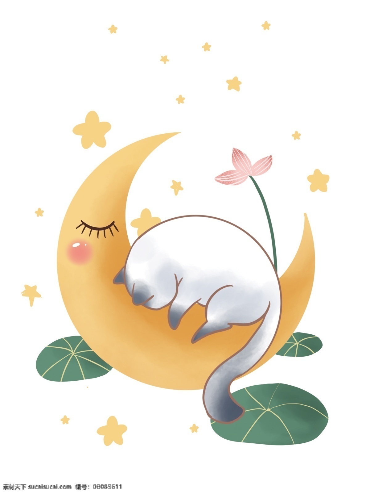 帆布 袋 包 月亮 上 熟睡 猫 原创 插画 帆布袋包装 包装设计 翻不到印花 印花设计 原创插画 治愈系 小清新 可爱风