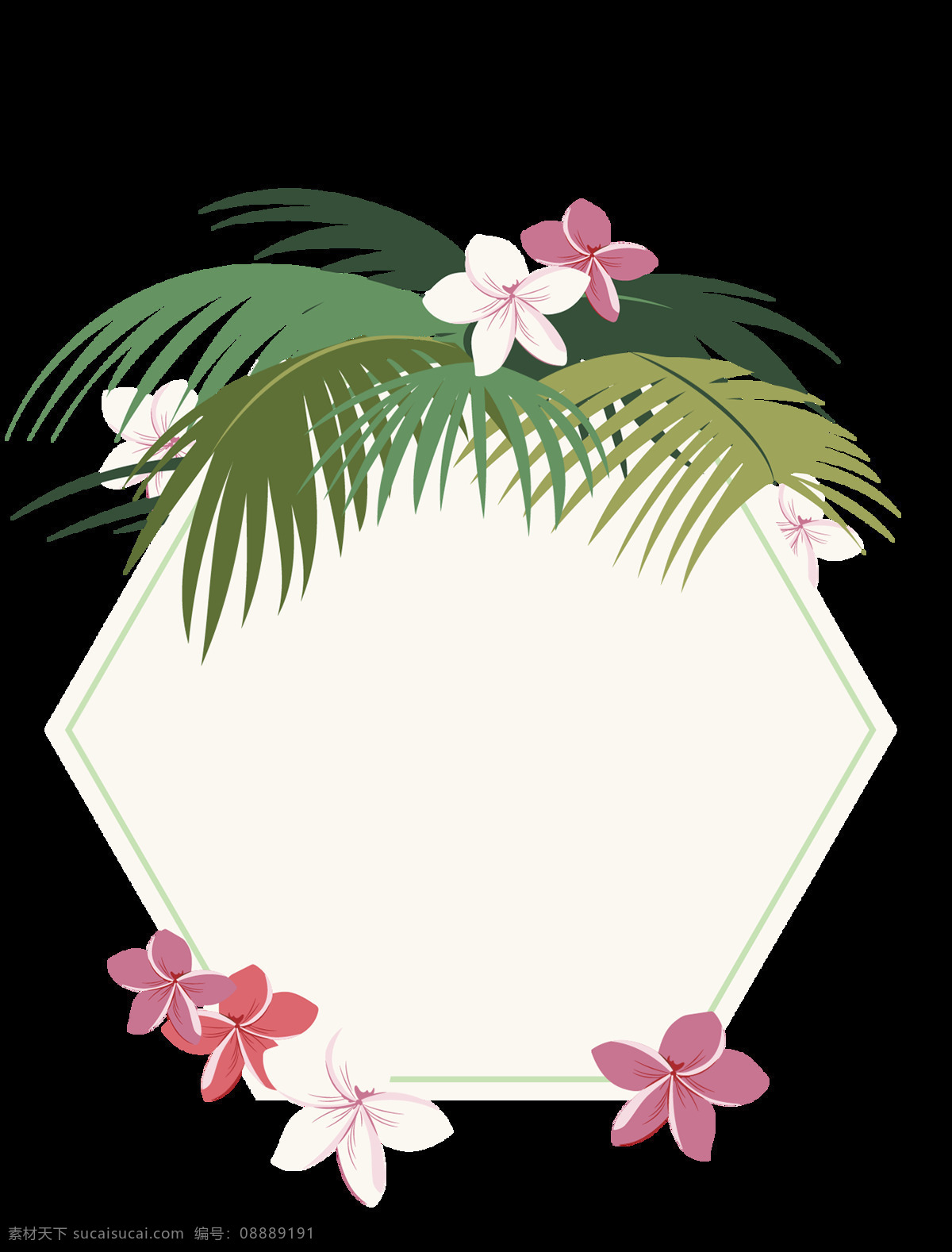 卡通 绿叶 鲜花 边框 元素 装饰 花朵 png元素 透明素材 免抠元素
