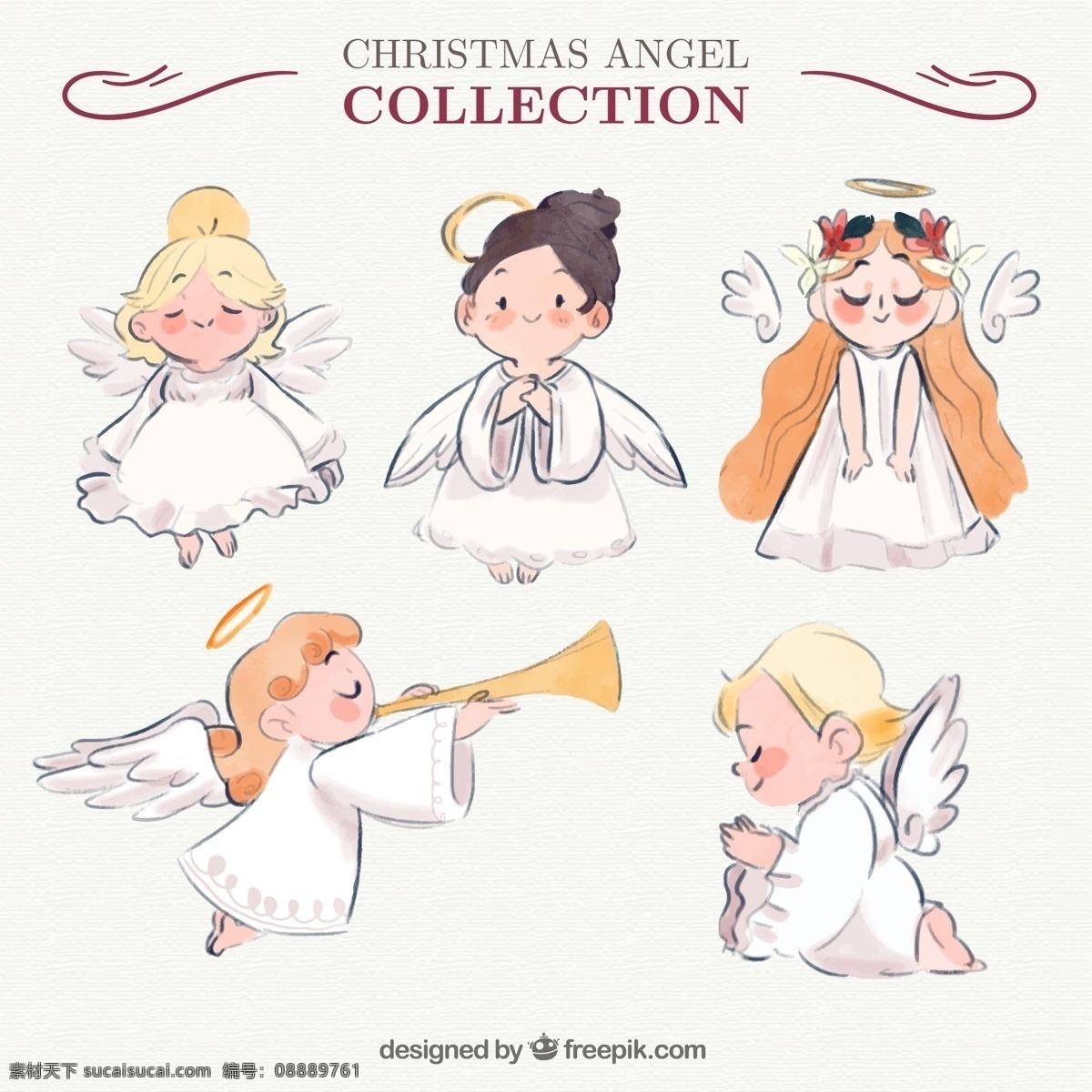 卡通 五 可爱 天使 卡通天使