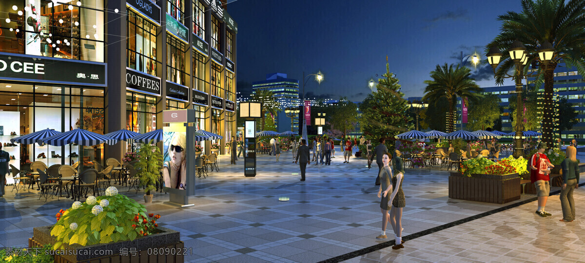 3d设计 3d作品 灯 建筑 人 商业 夜景 商业建筑 设计素材 模板下载 商业建筑夜景 裙楼 装饰素材 灯饰素材