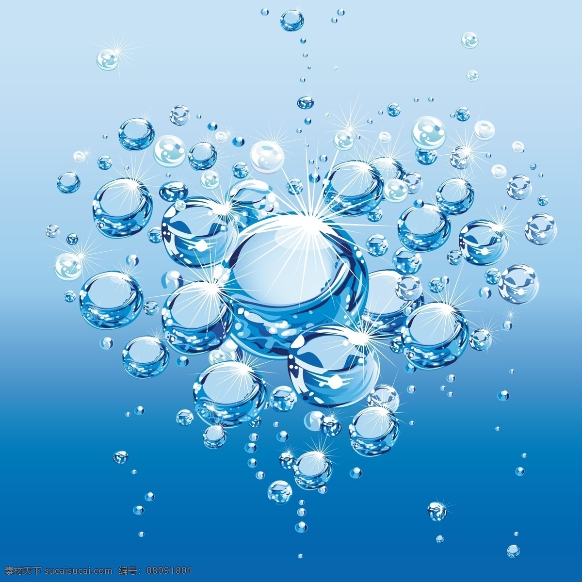 矢量 水珠 心形 背景 蓝色 矢量素材 水滴 水纹 矢量图 其他矢量图