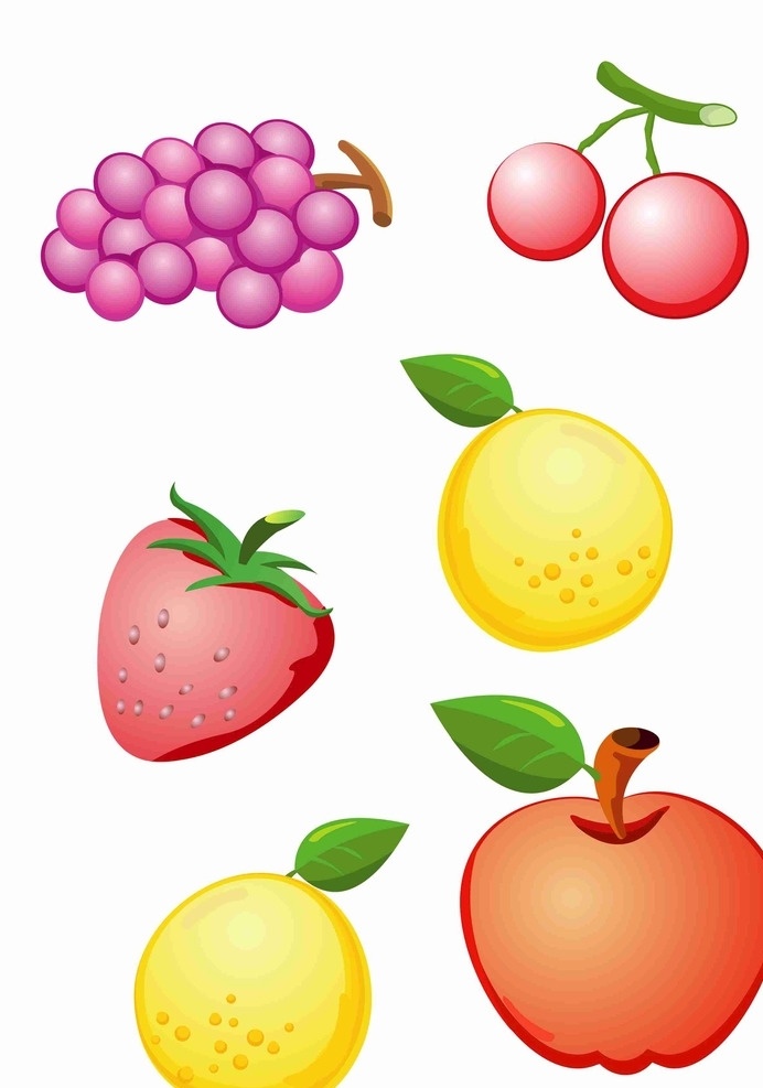 水果 矢量图 苹果 草莓 葡萄 矢量素材