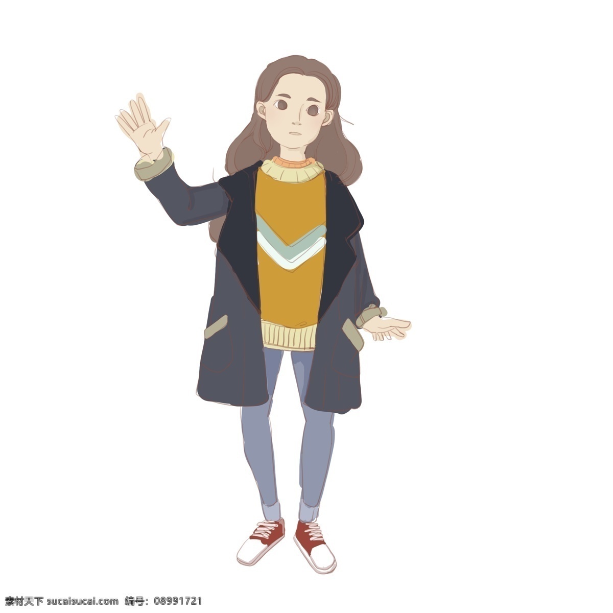 手绘 卡通 人物 女生 商用 女孩