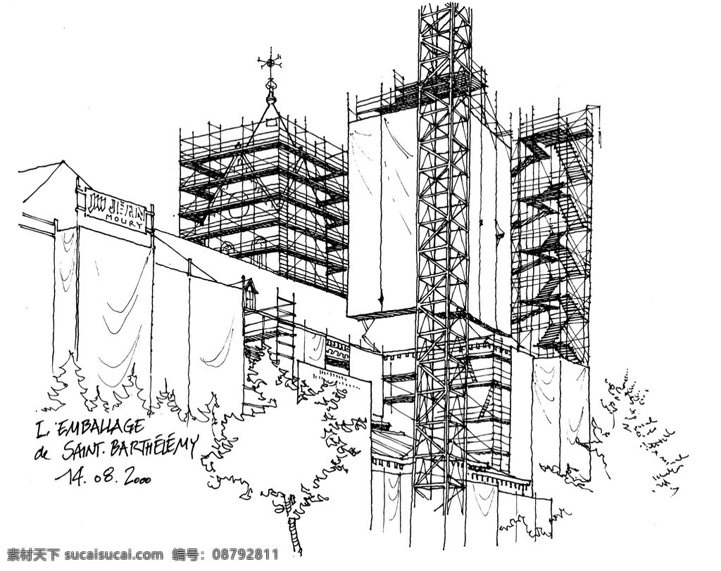 施工 中 欧式 建筑 平面图 手绘图 图纸 城堡 建筑施工图 建筑平面图 欧式建筑 建筑效果图