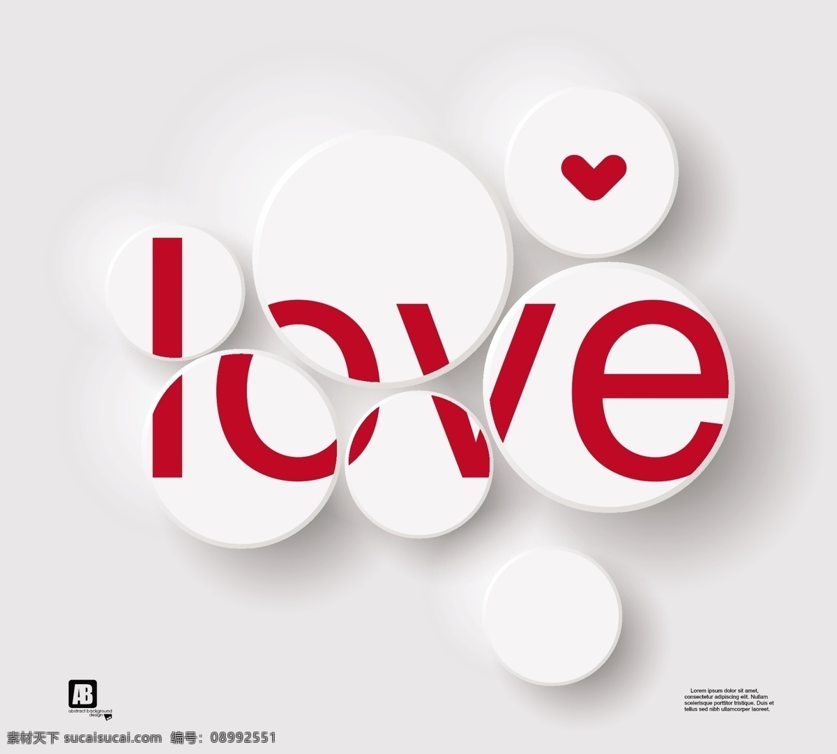 love 字母 立体 背景 圆圈 立体背景 立体圆圈 书画文字 文化艺术 矢量素材 白色