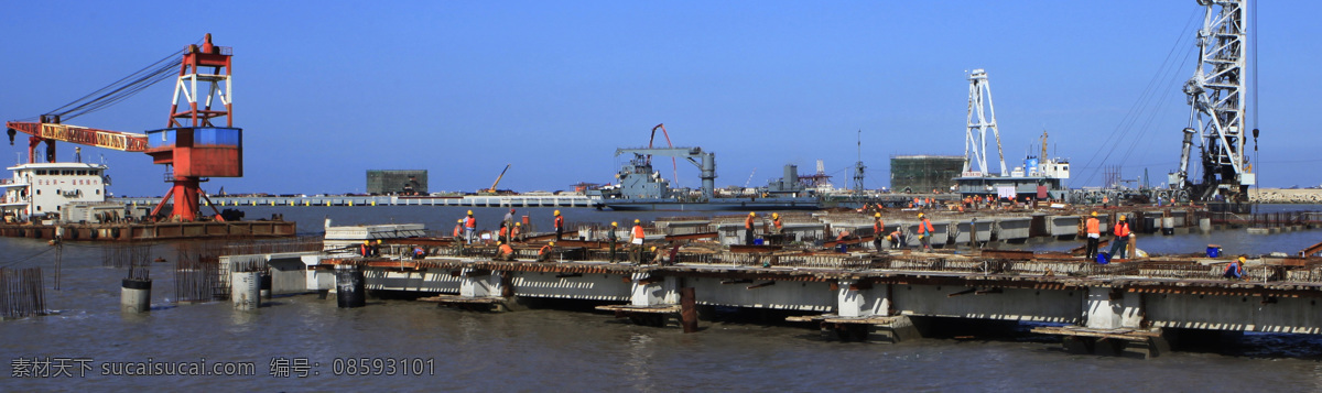 码头建设 建设 工程 项目 码头 现场 船只 引桥 现代科技 工业生产