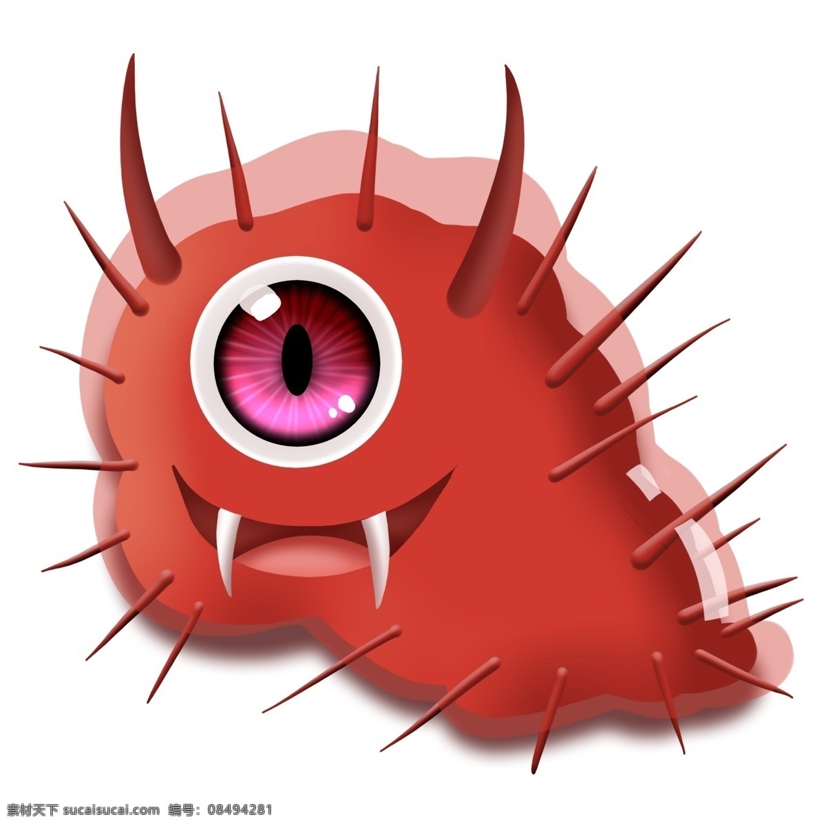 红色 恶魔 病毒 病菌 细菌 卡通 大眼睛 杆菌 医学 生物 害怕 尖牙 冷笑 疾病 生病 菌体 菌状 细胞