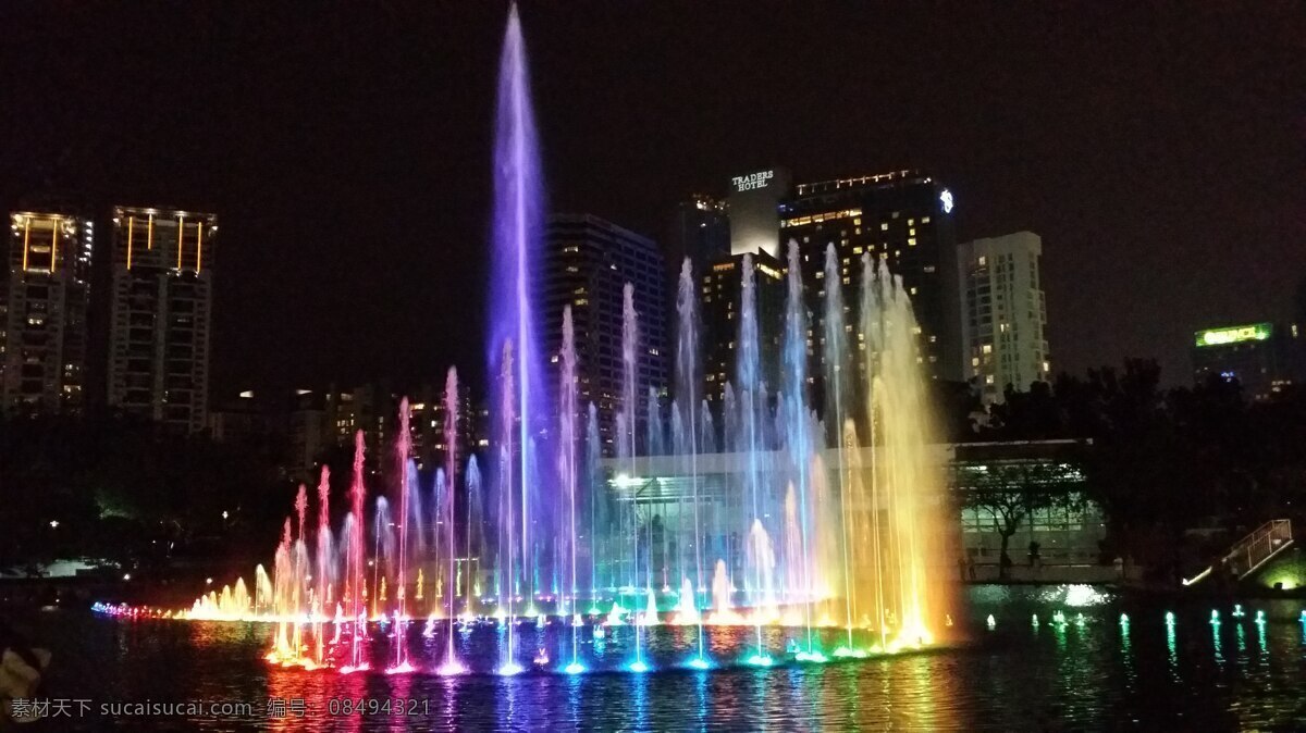 吉隆坡 城市 中心 灯 音乐喷泉 吉隆坡城 市中心 马来西亚 城市夜景 4k图 素材壁纸 风景自然风光 自然景观 自然风景