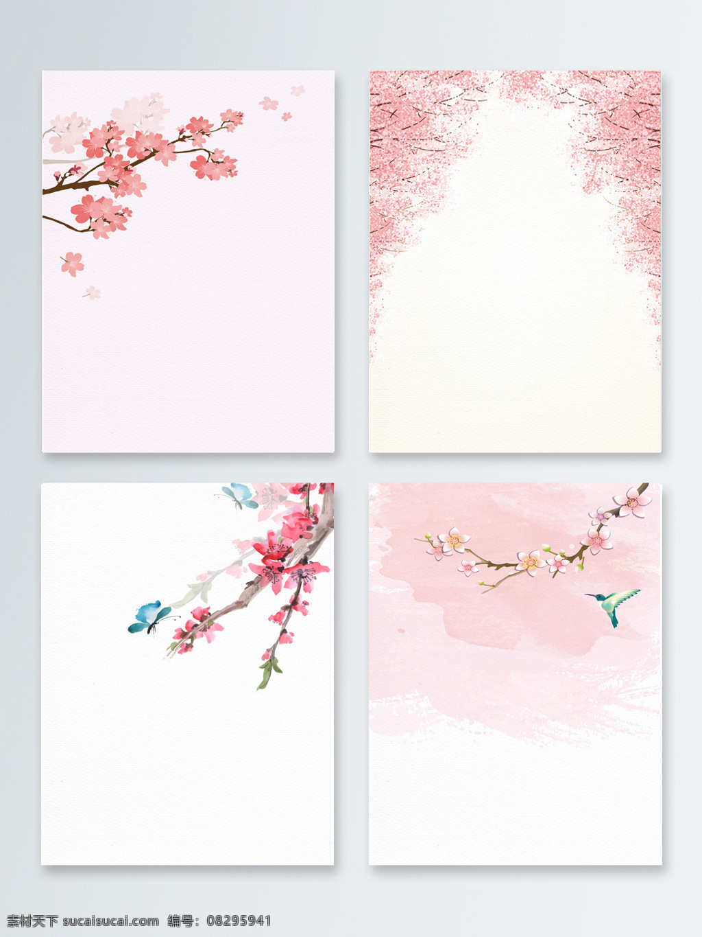 矢量 春天 桃花 樱花 手绘 背景 花瓣 蝴蝶 浪漫 梦幻 粉色 春季 早春 春夏 春日 春暖花开 水彩 水墨 飞舞 泼墨 青鸟 女性 古风 质感底纹