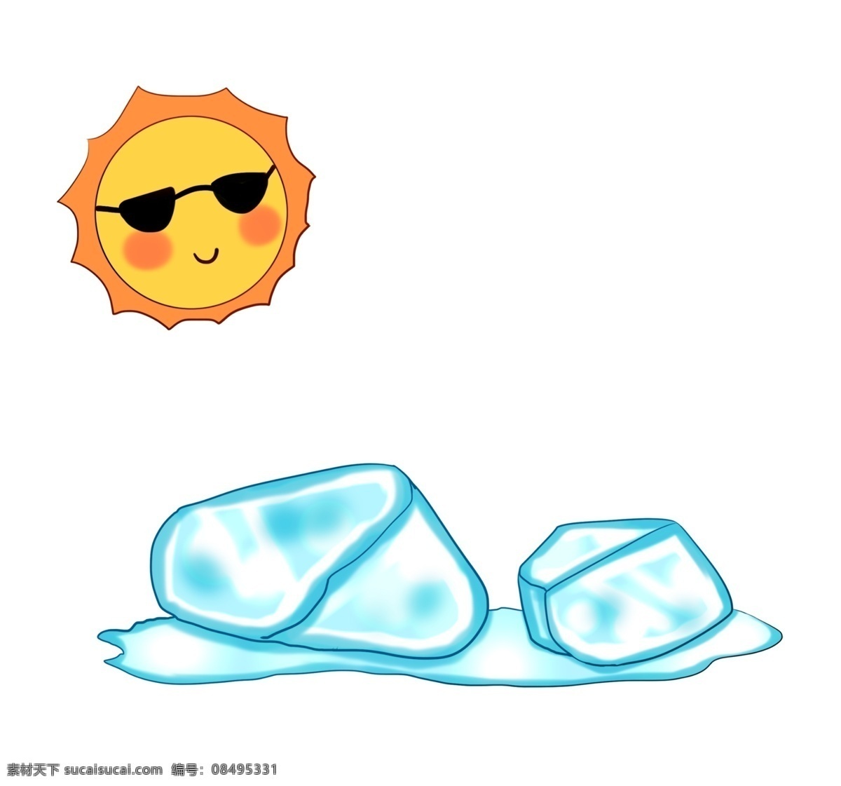 夏日太阳冰块 融化 冰块 夏季