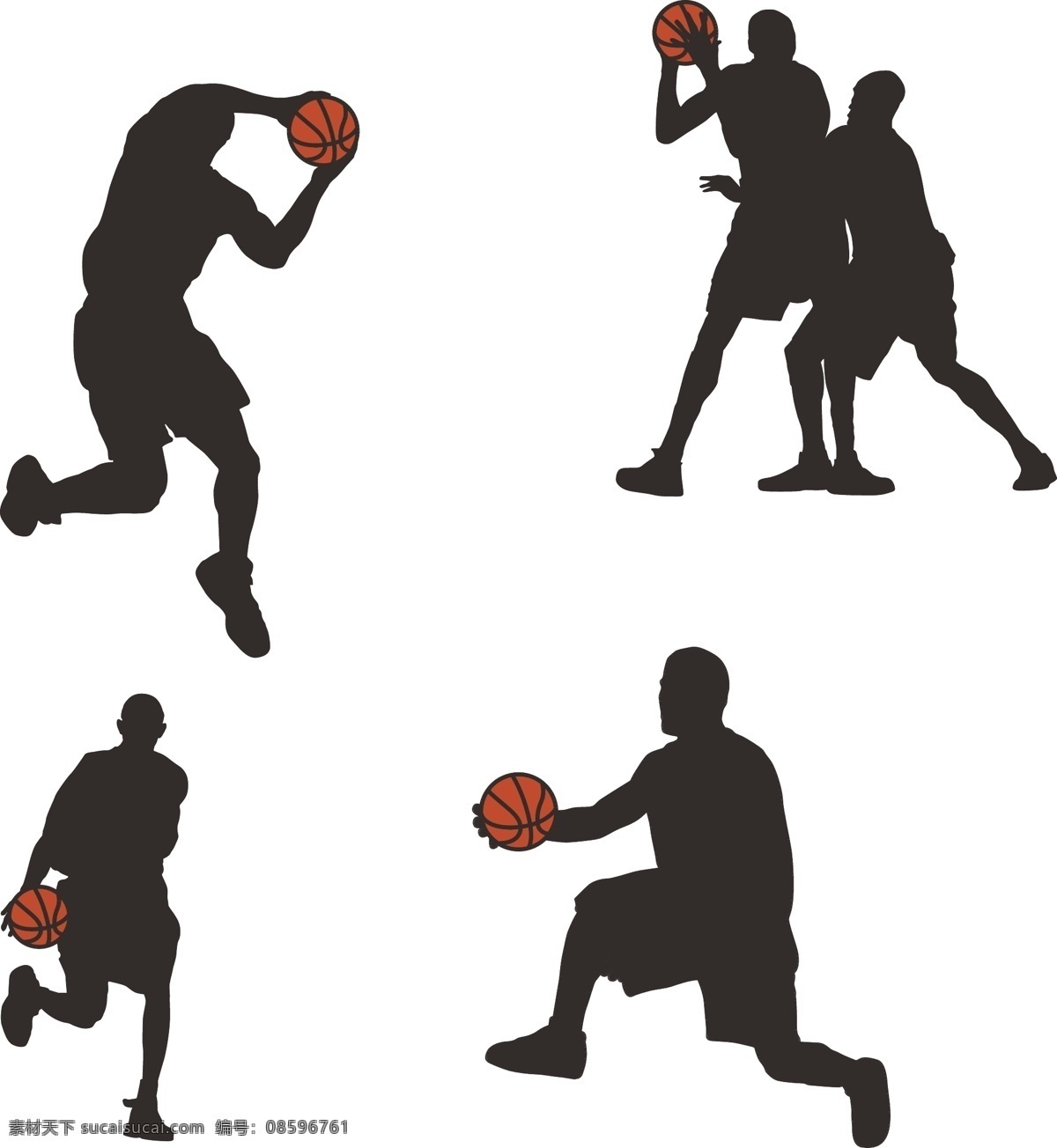 篮球 运动 相关 打篮球 剪影 篮球运动 矢量图 矢量人物