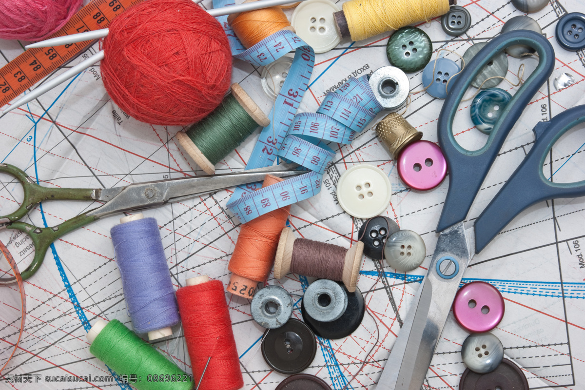 针线 钮扣 软尺 针 线 裁缝工具 扣子 剪刀 生活用品 生活百科
