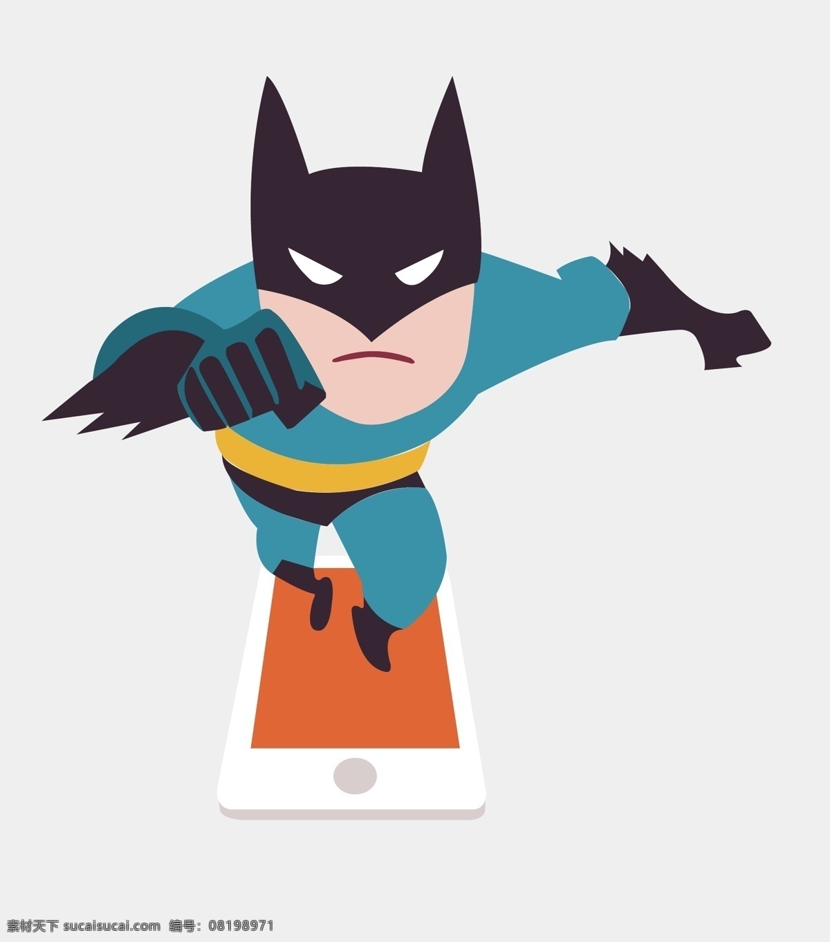 蝙蝠侠 超人 手机 扁平 卡通 卡通设计