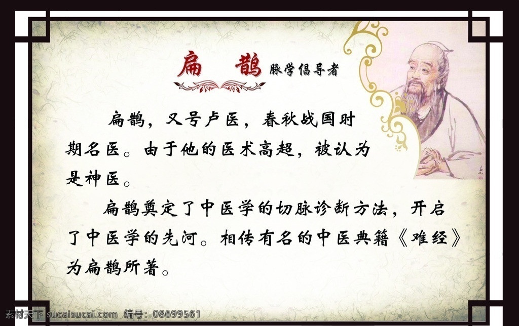 古人名言 校园文化 历代名医 扁鹊 古典风 边框 展板模板 广告设计模板 源文件
