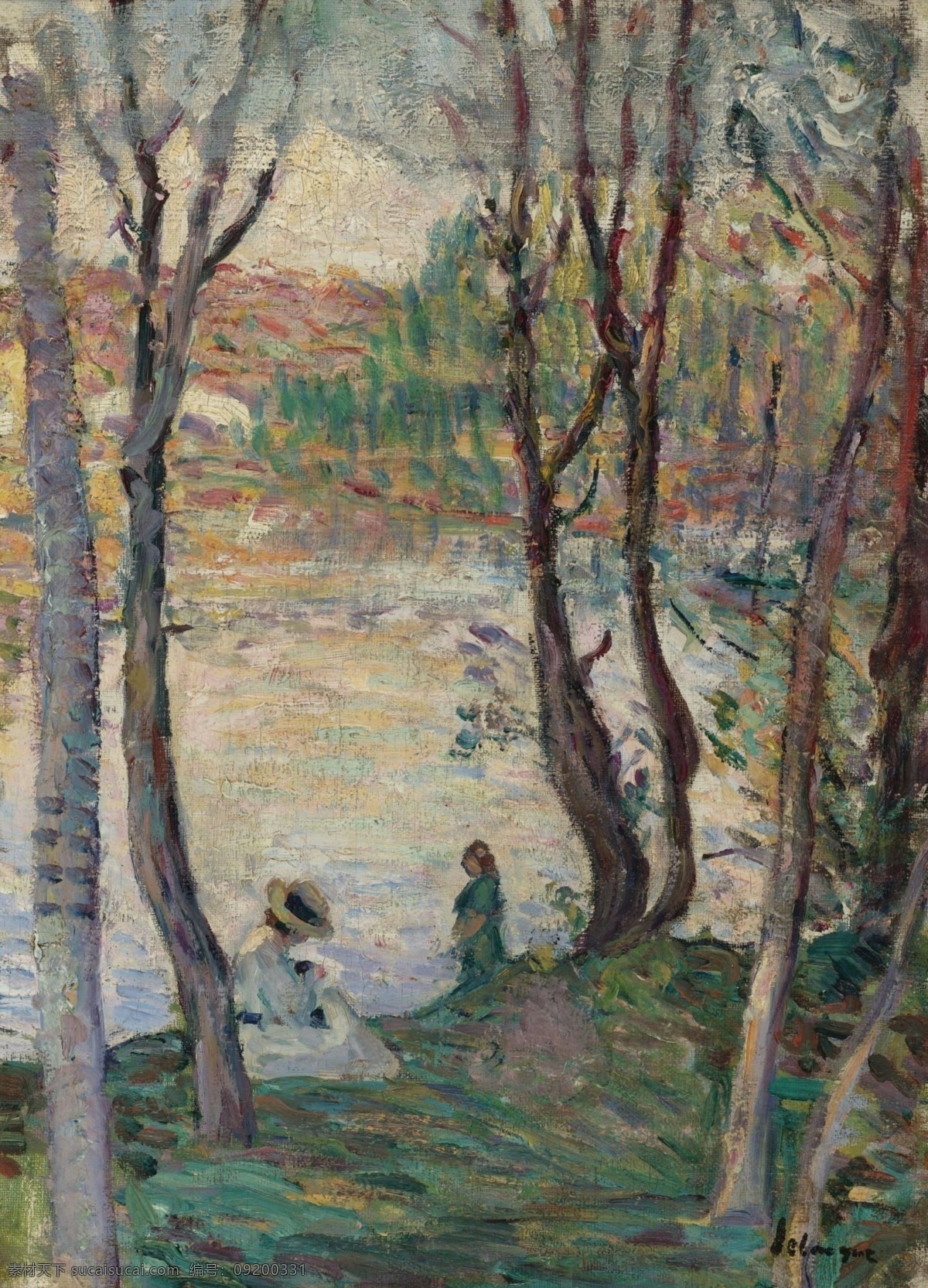 1903 大师 画家 风景画 静物 油画 建筑 装饰画 yaudet of bank the at resting lebasque henri 人物 高清 西方 国外 现代 家居装饰素材