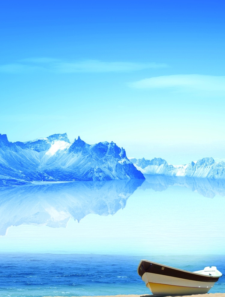 冰川 船 海 大海 蓝天 分层 源文件