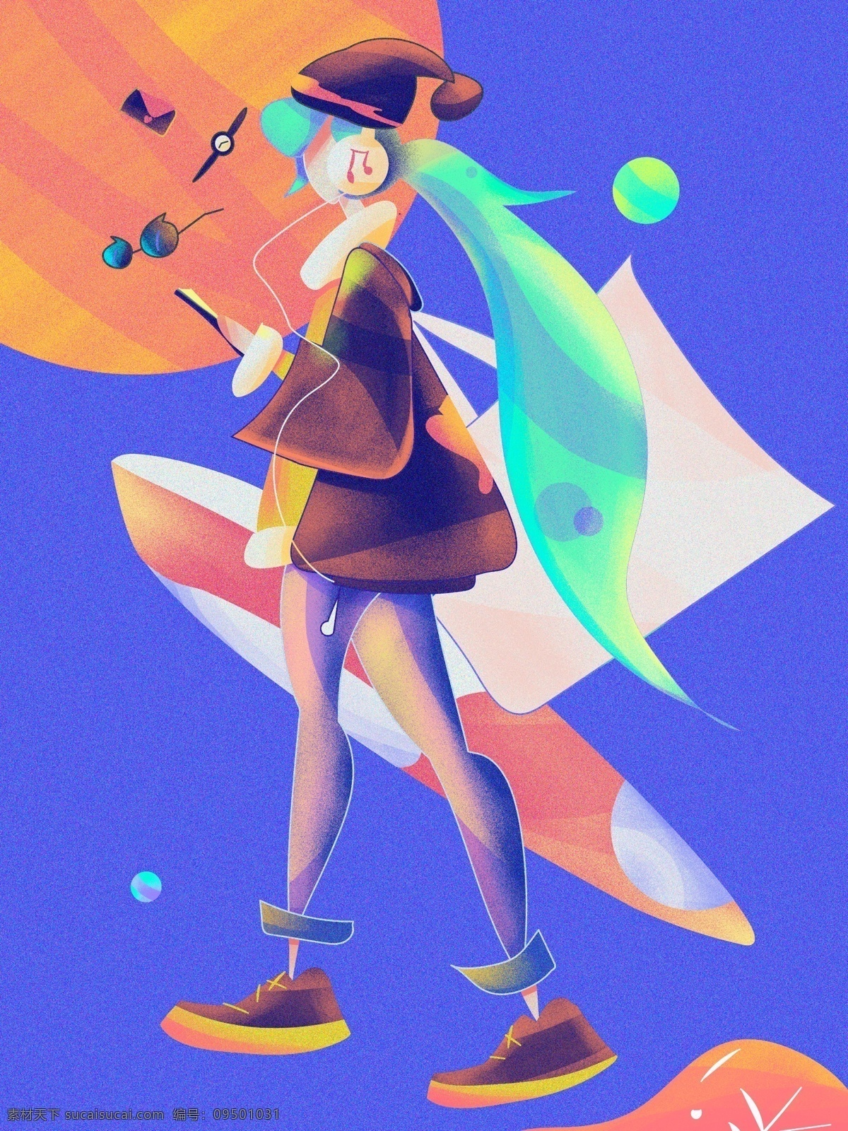 双十 二 购物 狂欢 渐变 噪 点 插画 少女 逛街 矢量插画 banner 图 双十二 渐变插画 闪屏 手机用图 噪点插画