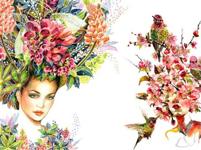 花朵蜂鸟帽子 饰品 装饰品 服装配饰 女人 时尚 饰品图片下载 服装设计 现代时尚 花朵 帽子 蜂鸟