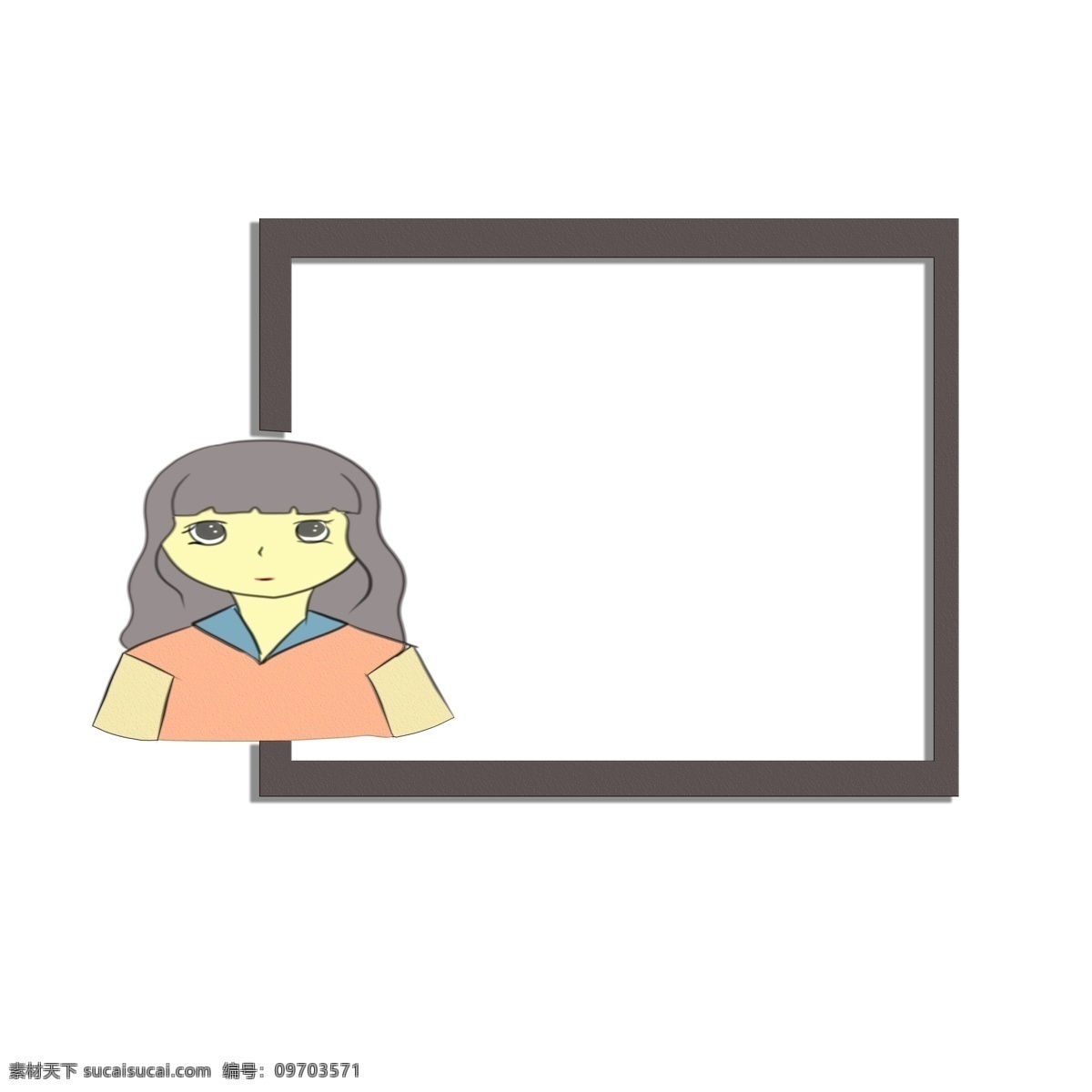 女生 边框 元素 卡通 可爱 创意 风格 对话框 文本 框 头像 人像 装饰图案