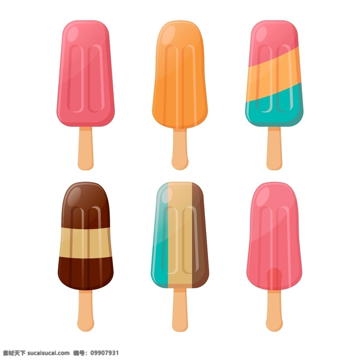手绘 美味 冰淇淋 矢量 卡通 草莓味 冰爽 矢量素材 设计元素 巧克力 夏天