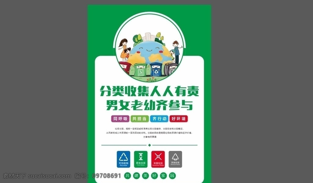 垃圾分类牌 垃圾分类 保护地球 环保 绿色展板 垃圾宣传