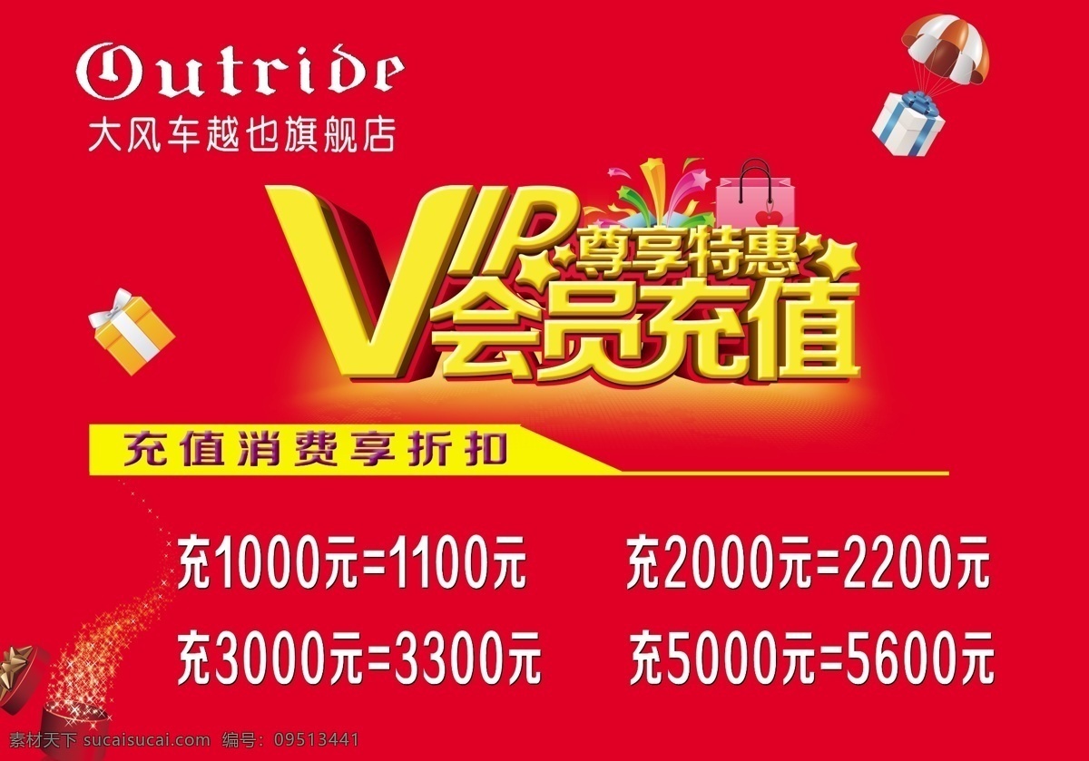 会员充值 充值海报 vip充值 红色海报 越也旗舰店 礼包 充值海报设计