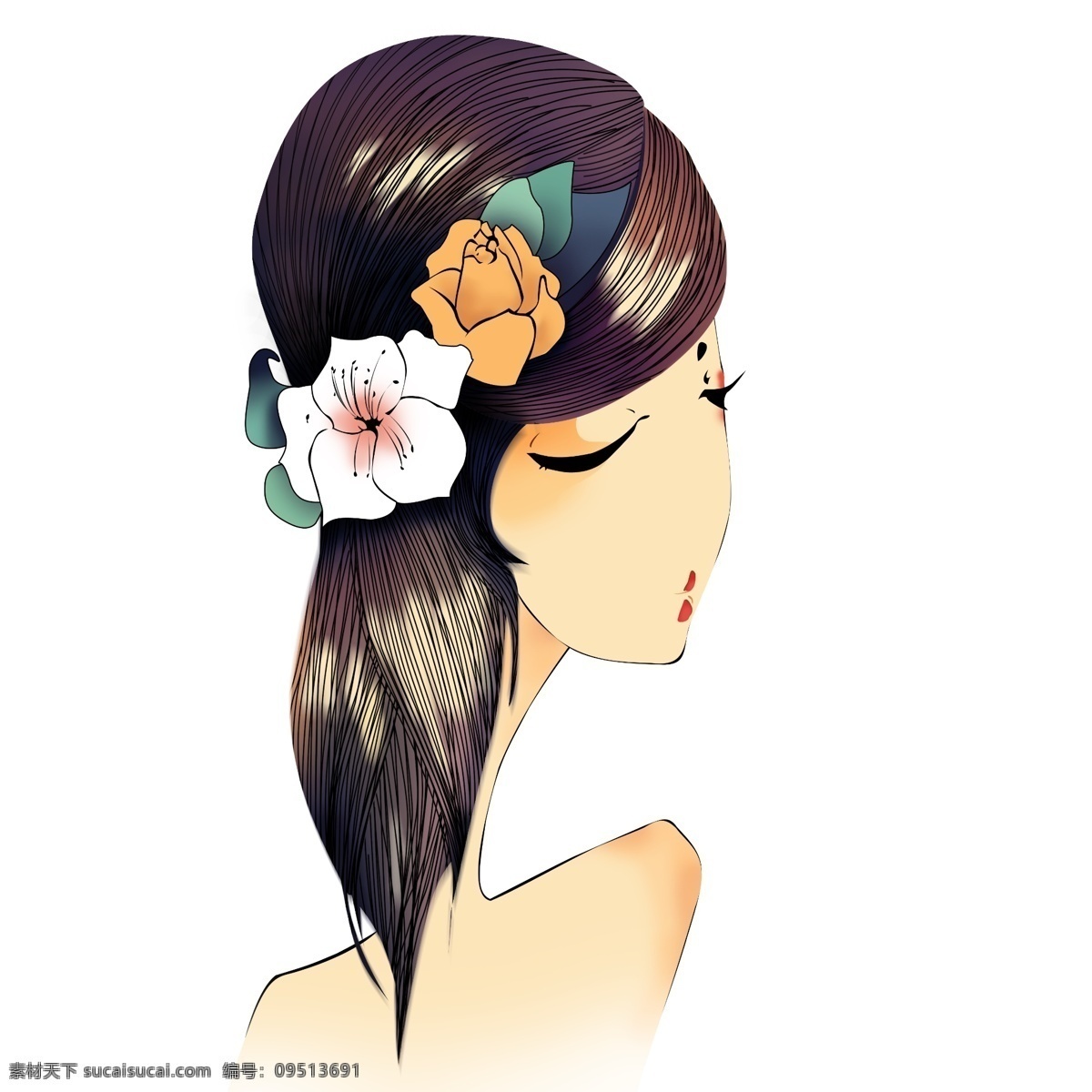 手绘女孩 手绘 女孩 唯美 贴图 分层