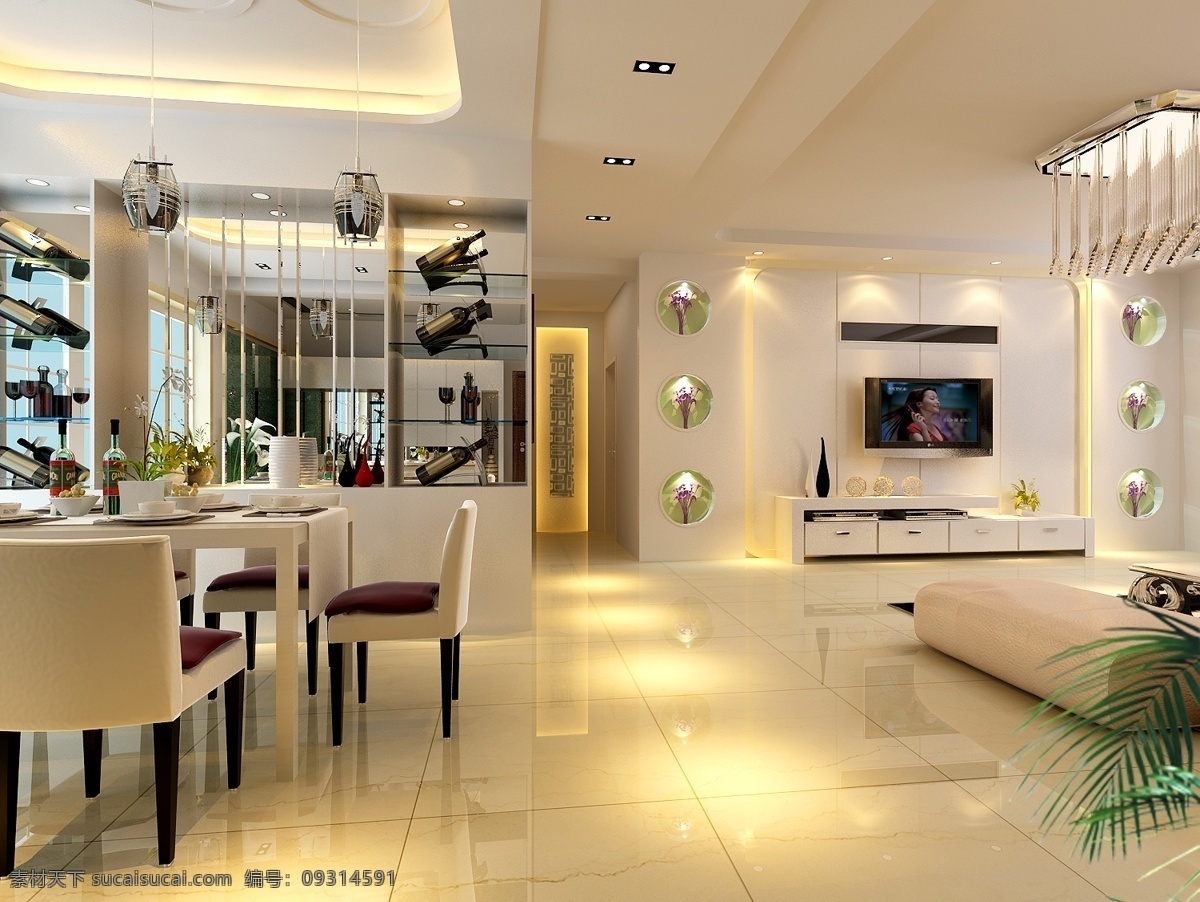 现代 客厅 模型 3d模型 室内设计 客厅模型 桌椅组合 max 黄色