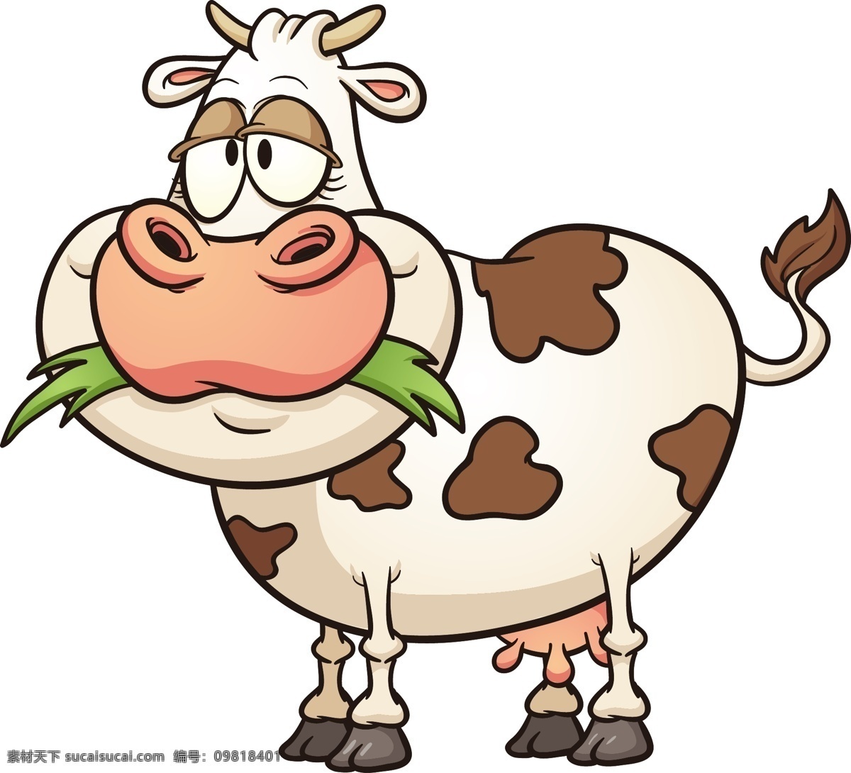 卡通奶牛 奶牛 吃草 卡通 卡通设计 卡通背景 卡通人物 卡通角色 动画片角色 动画 动漫 儿童卡通 矢量