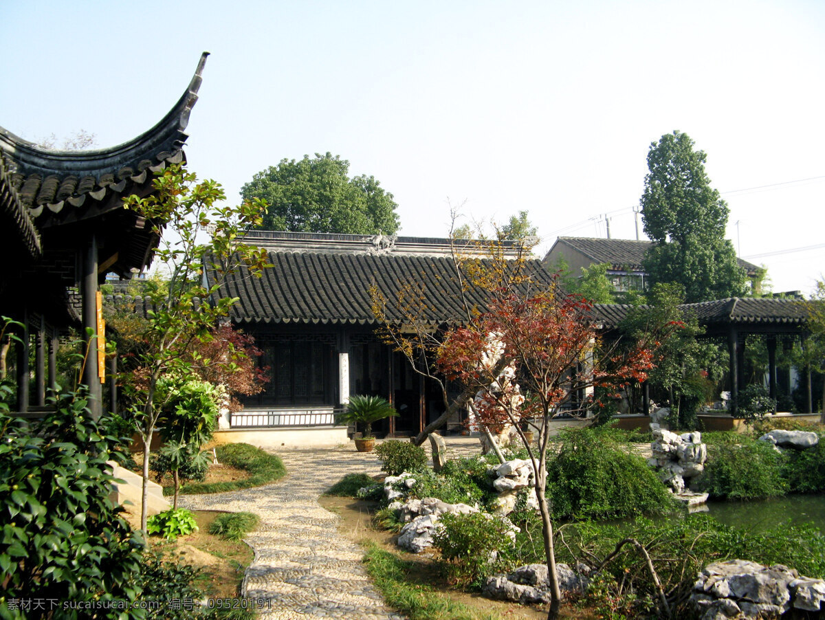 苏州园林 风景 旅游 江苏苏州 园林 阁楼 凉亭 房屋 水塘 假山景 小道 石头 树木 天空 国内风光集2 国内旅游 旅游摄影