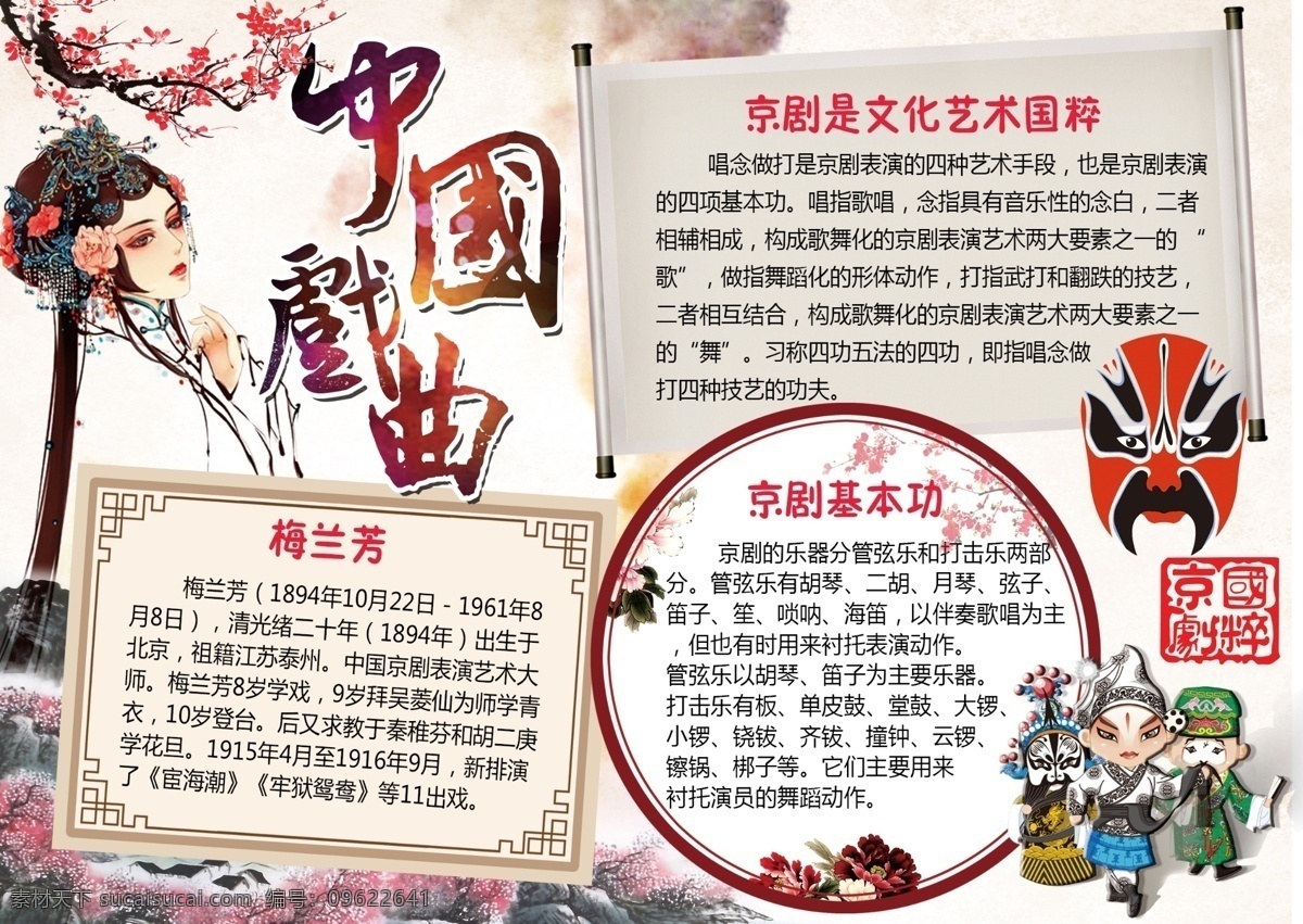中国 戏曲 文化 电子 小报 手 抄报 宣传 模板 板报 传统国学 传统文化 京剧小人 卷轴 卡通 卡通京剧 蓝色背景 墨迹 手抄报 水墨 祥云 小板 中国风 中国风背景