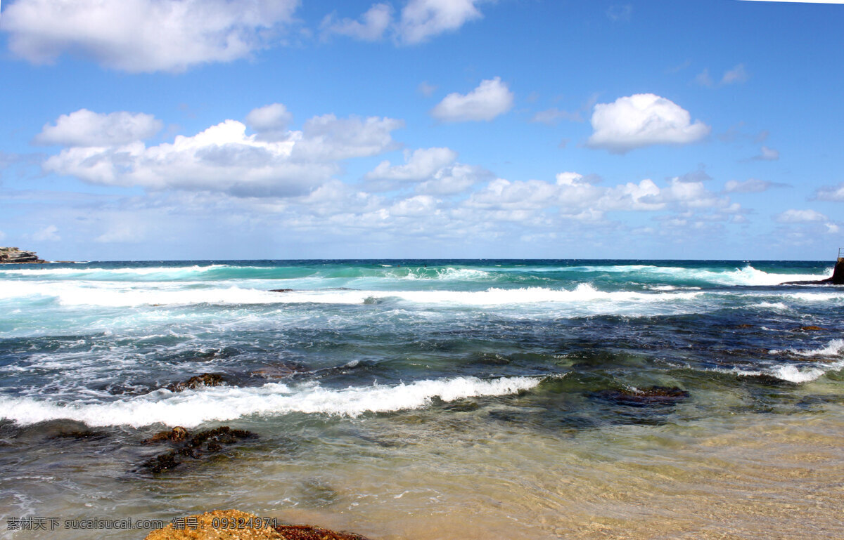 海滩 风光图片 澳大利亚 白云 大海 国外旅游 海浪 海滩风光 礁石 滩 蓝天 旅游摄影 psd源文件