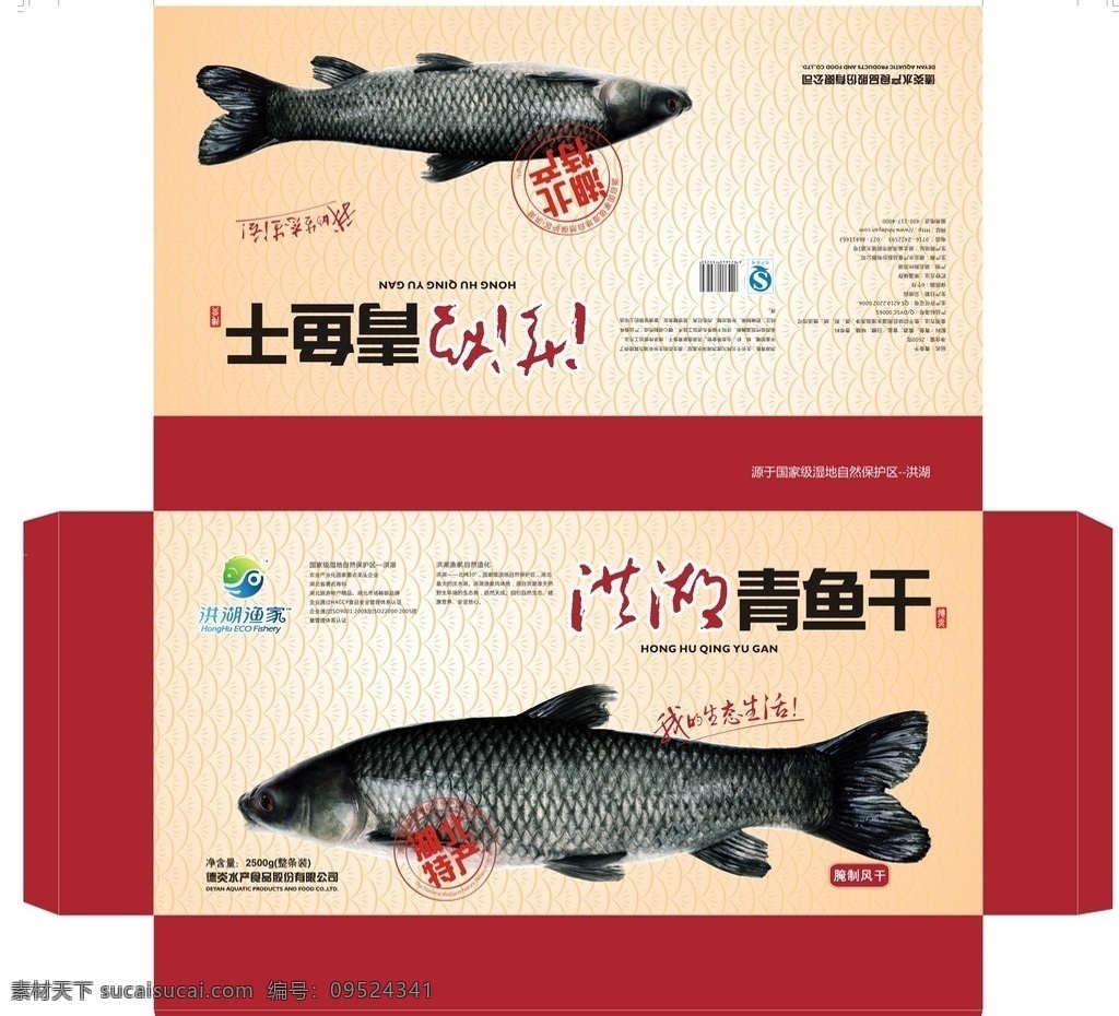 青鱼干 干鱼 鱼 青鱼 风干鱼礼盒 食品包装 包装设计 矢量