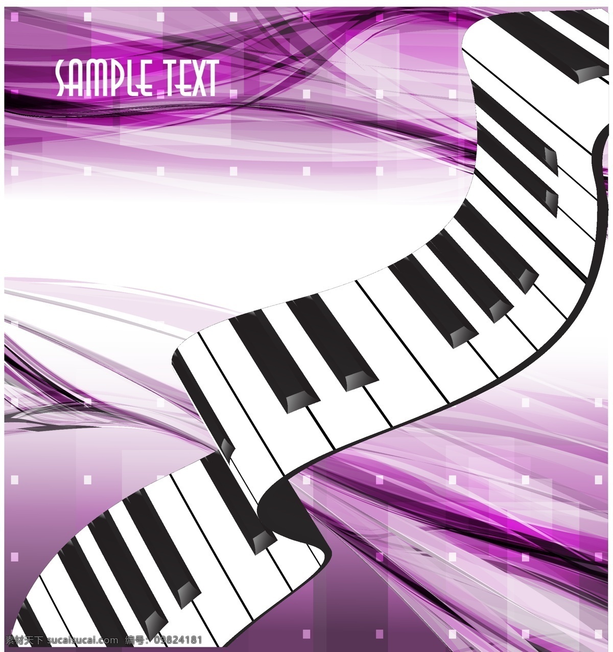 钢琴 按键 绚丽 背景 紫色 动感 矢量素材 音符 音乐 矢量图