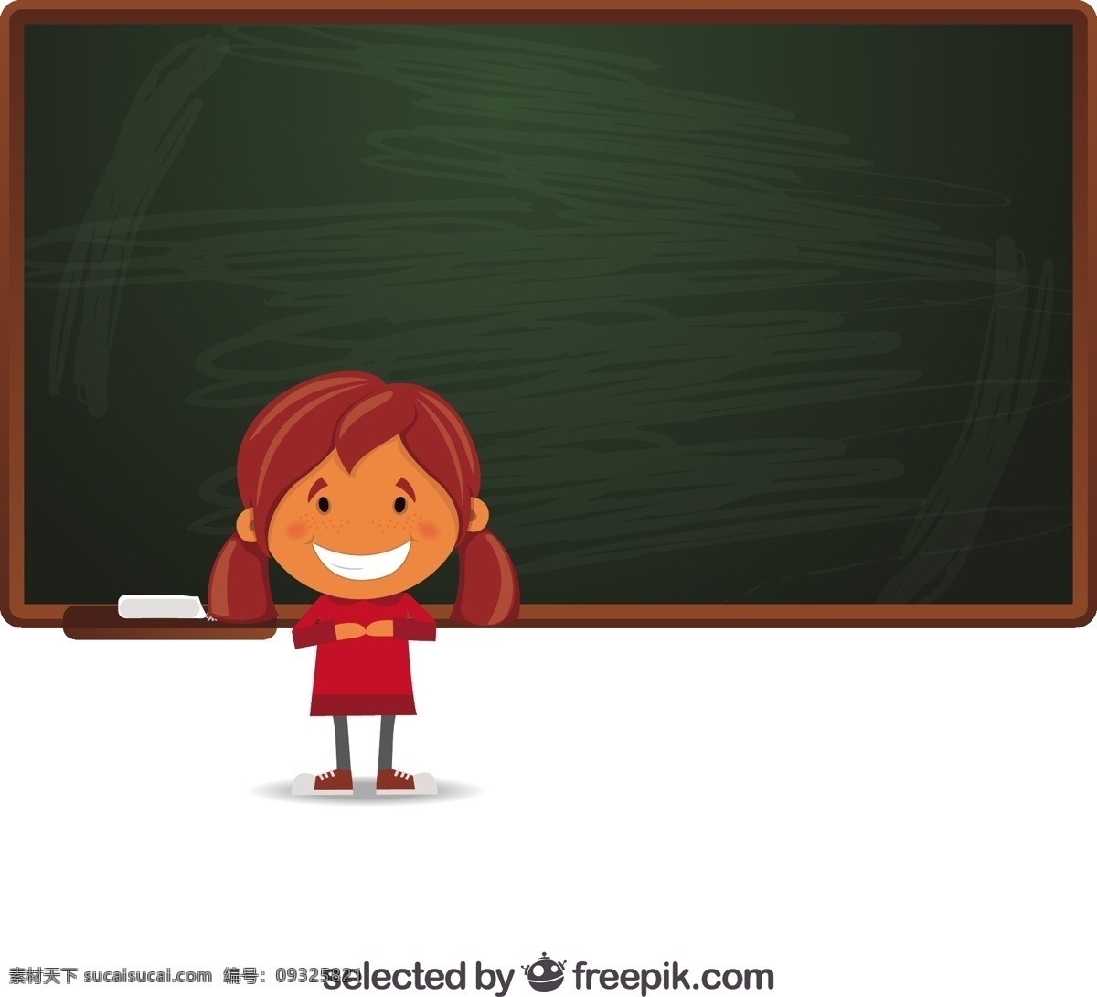 女孩 一个 黑板 学校教育 孩子 回到学校 插画 回来 上学的孩子 教育 白色