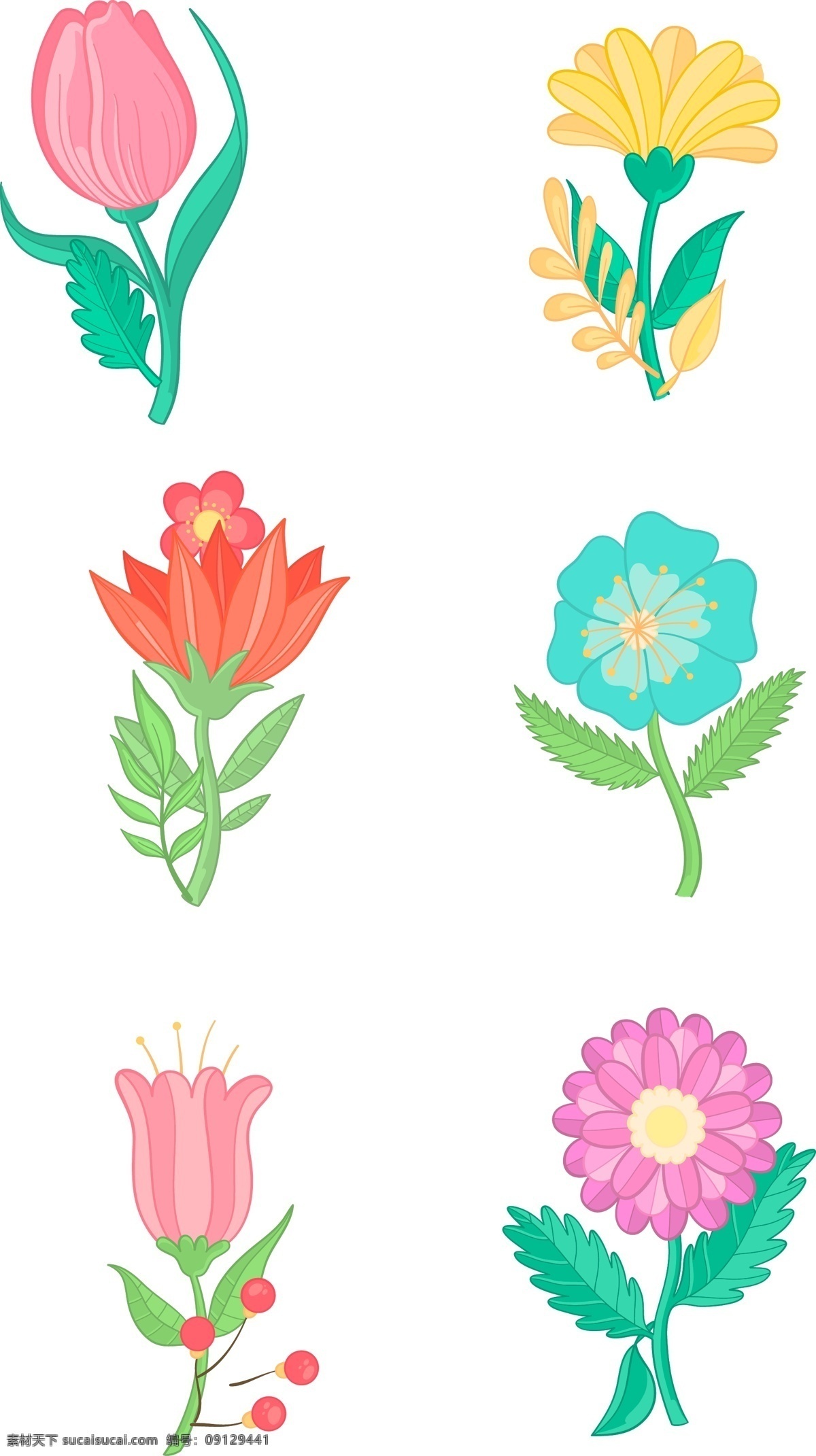 鲜花 植物 装饰 元素 商用 卡通 简约 背景