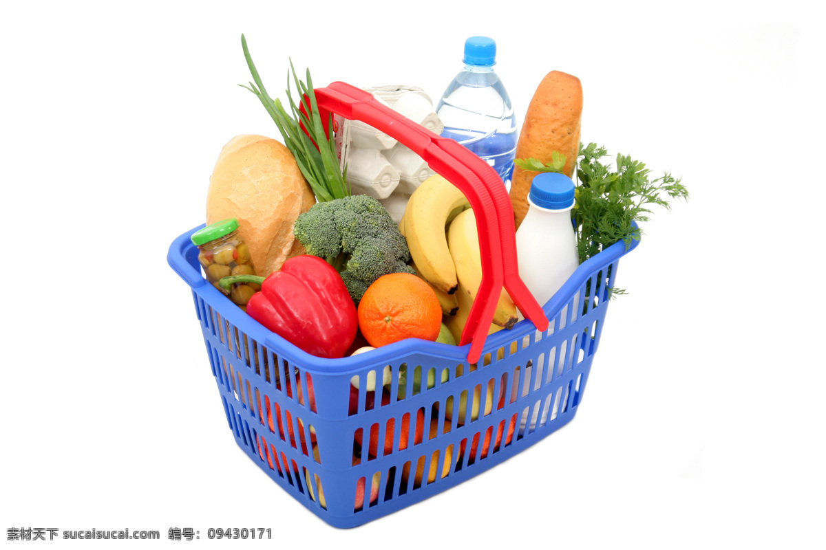购物 广告 背景 素材图片 购物袋 篮子 辣椒 面包 牛奶 香蕉 橙子 水果 蔬菜 蔬菜图片 餐饮美食