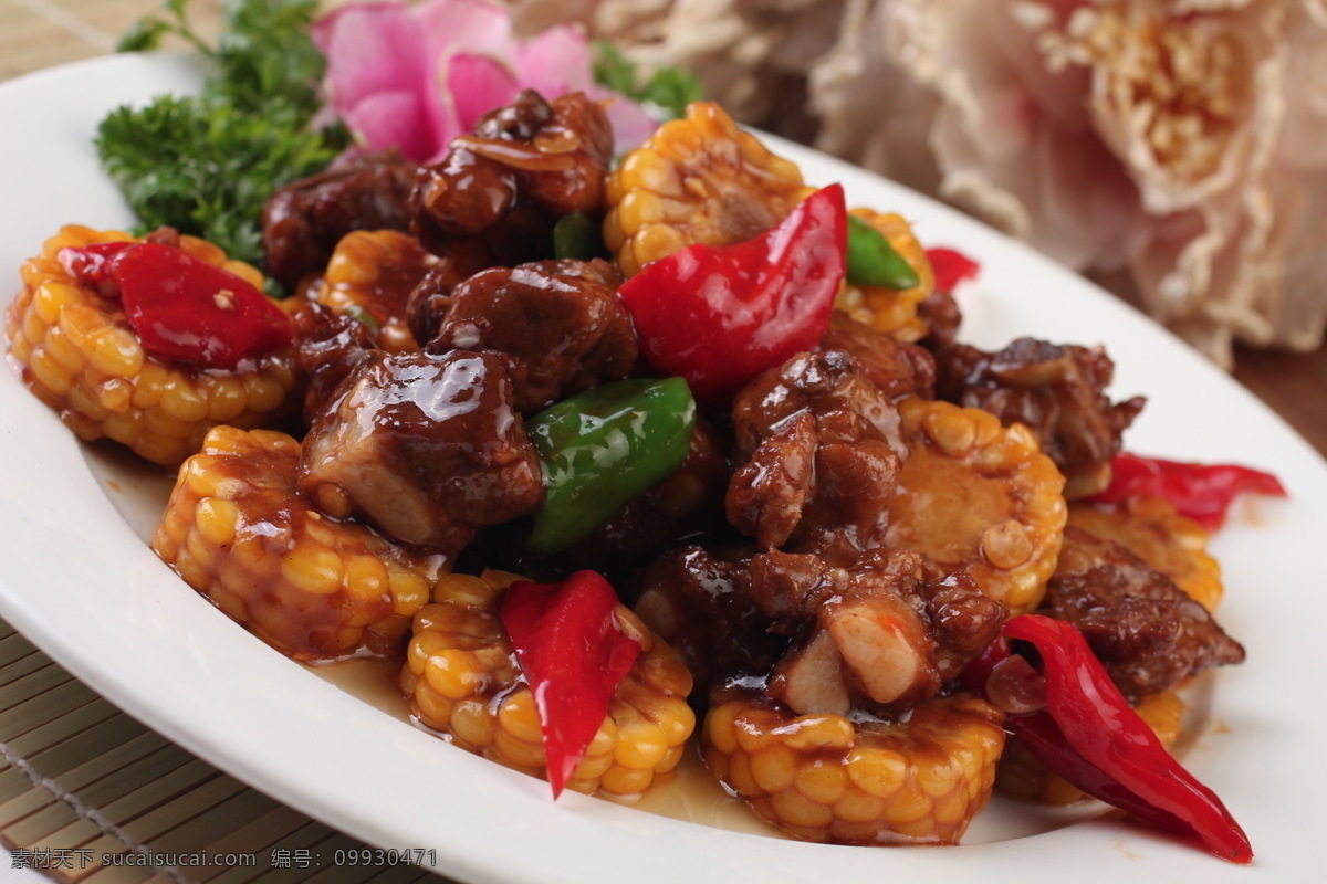 老玉米烧排骨 老玉米 红烧 排骨 美味排骨 传统美食 餐饮美食