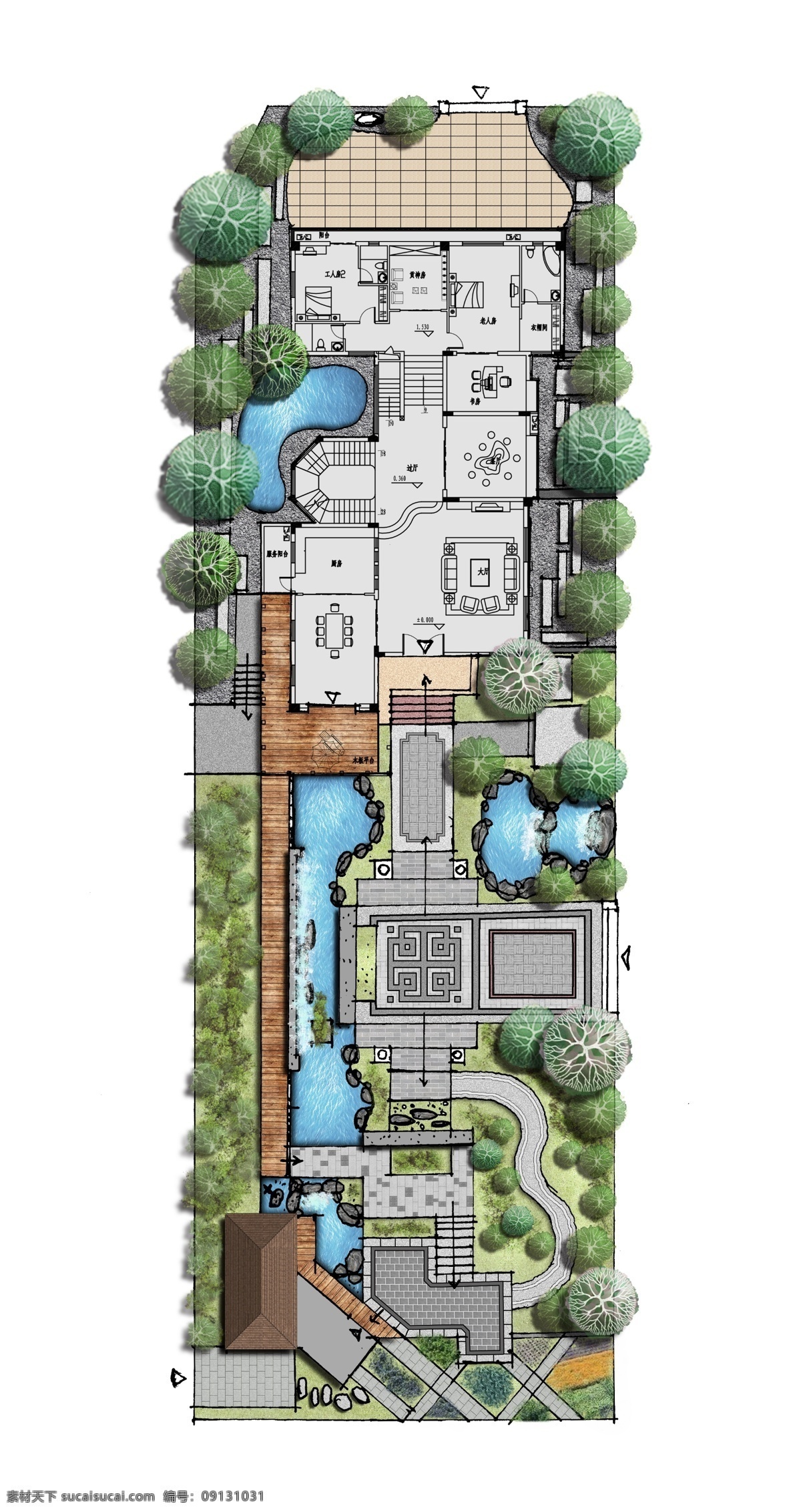 别墅 庭院 方案设计 彩 平 图 园林 彩平 平面图 方案 园林平面图