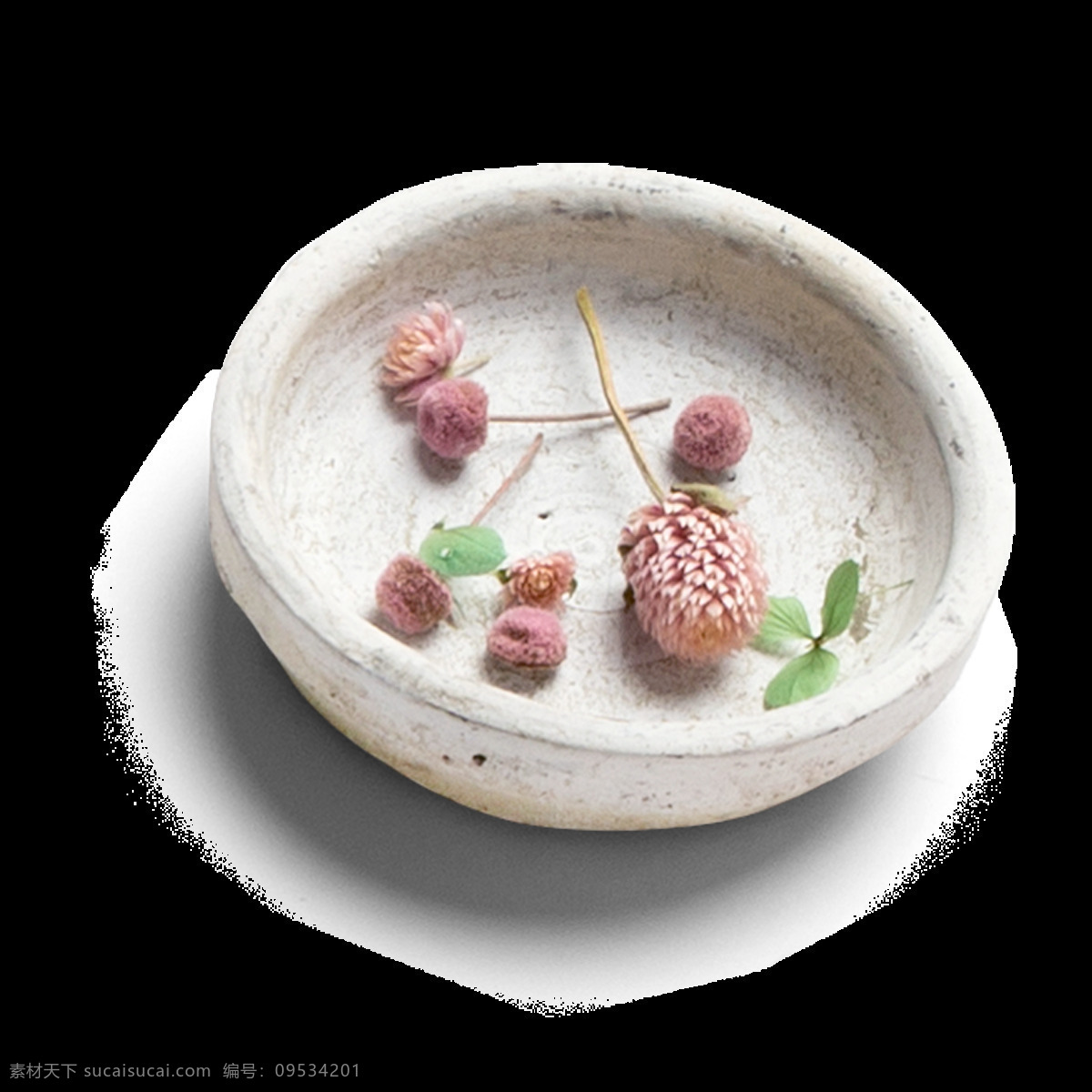 瓷盘 中 花朵 元素 植物 叶子 装饰