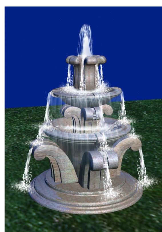 黄金 麻 大理 石雕 黄金麻 大理石 水泻 喷泉 室外模型 3d设计模型 源文件 max