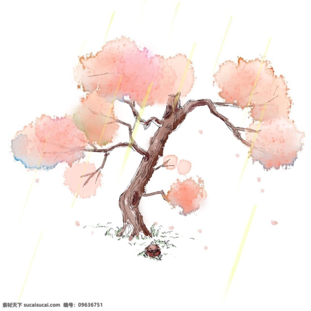 樱花树 梦幻 粉 古树 水彩 流星雨 免 抠 植物 桃花 树 大树 小清新 元素 粉色 少女 免抠 ps 手绘 仙气 桃花树