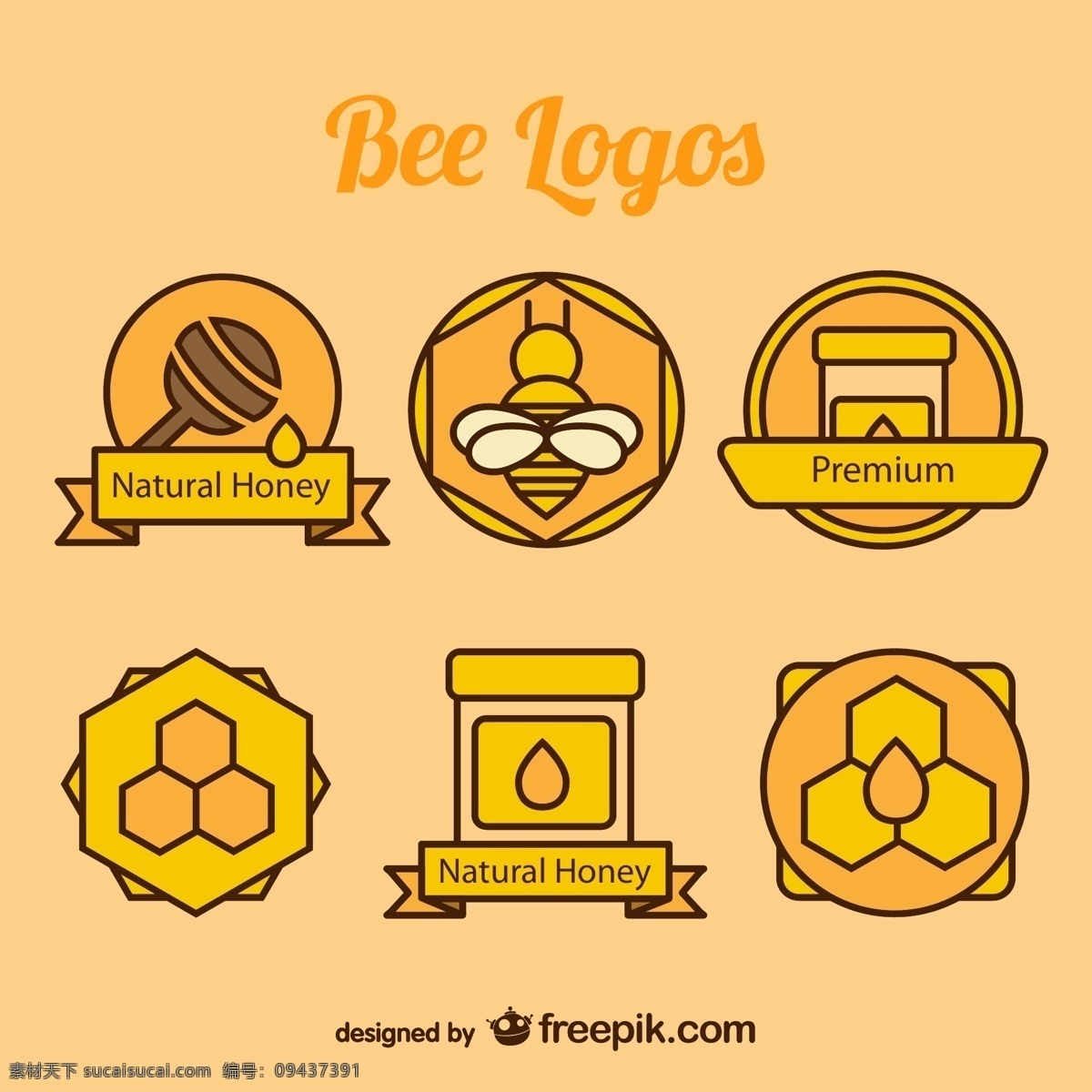 蜂蜜 元素 标志 矢量 标签 蜂窝 蜜蜂 食品 矢量图 丝带 其他矢量图