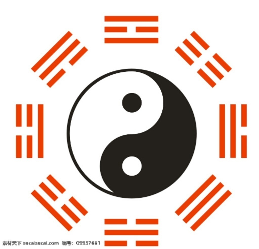 太极 阴阳鱼 八挂 易学 周易 矢量 标志 标识 中国文化 公共标识标志 标志图标