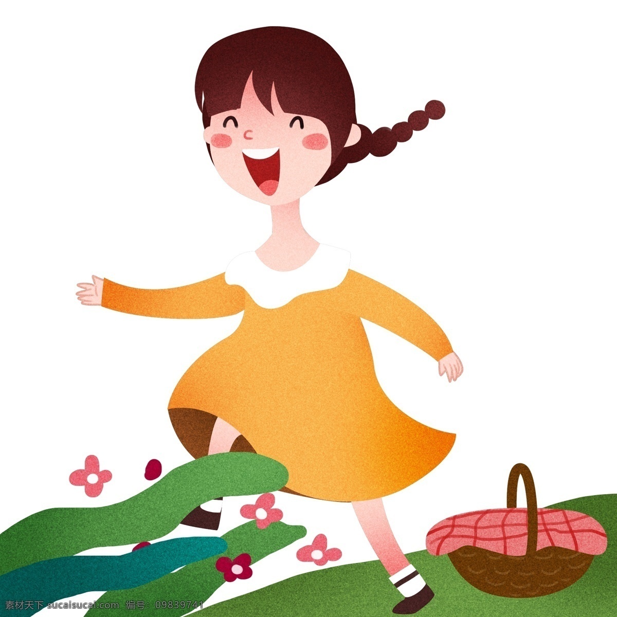 春游 踏青 卡通 插画 春游踏青 卡通插画 郊游 外出游玩 休假 休息 旅游 漂亮的女孩 开心的女孩